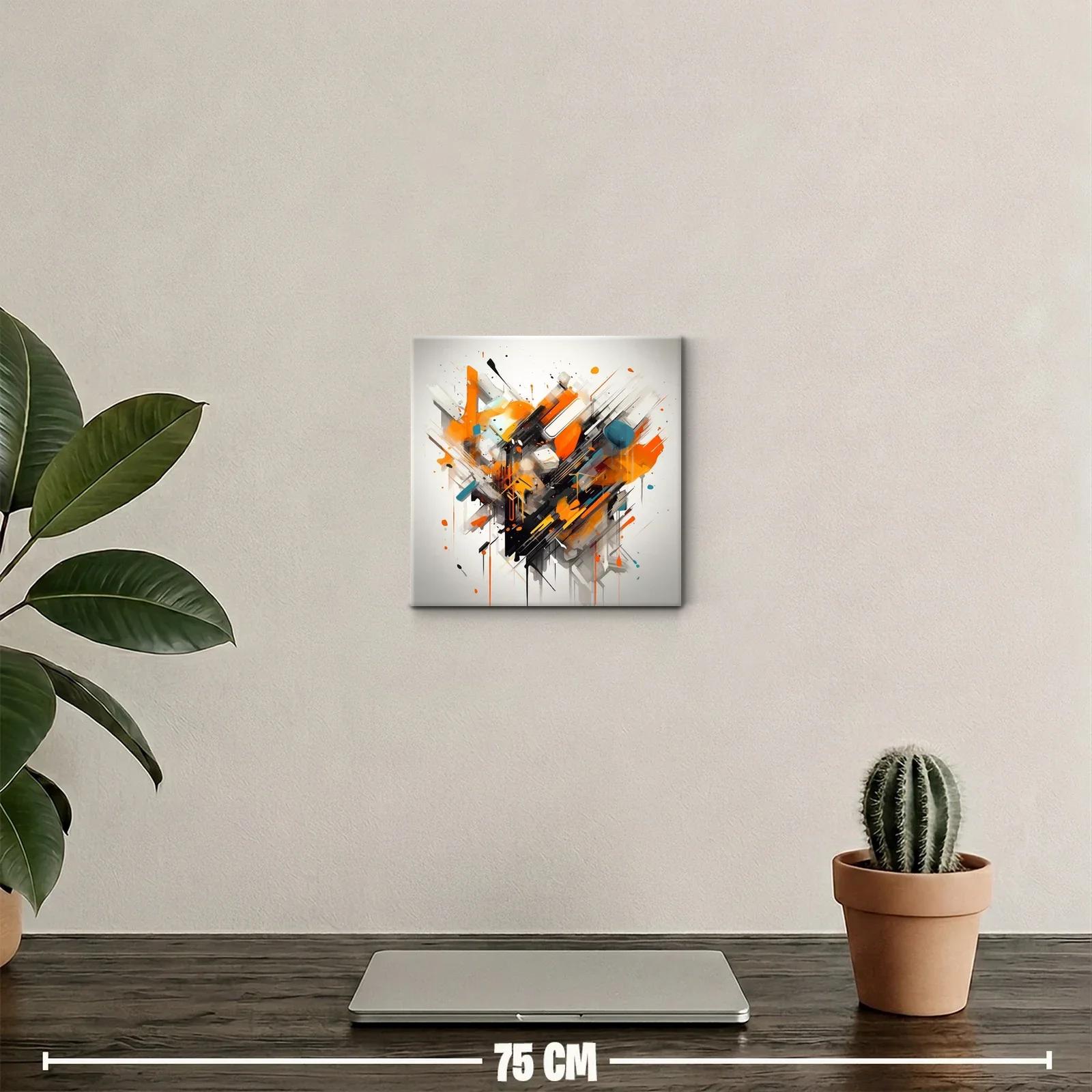 Cuadro abstracto con explosión de tonos cálidos y contrastes vibrantes — miniatura 2