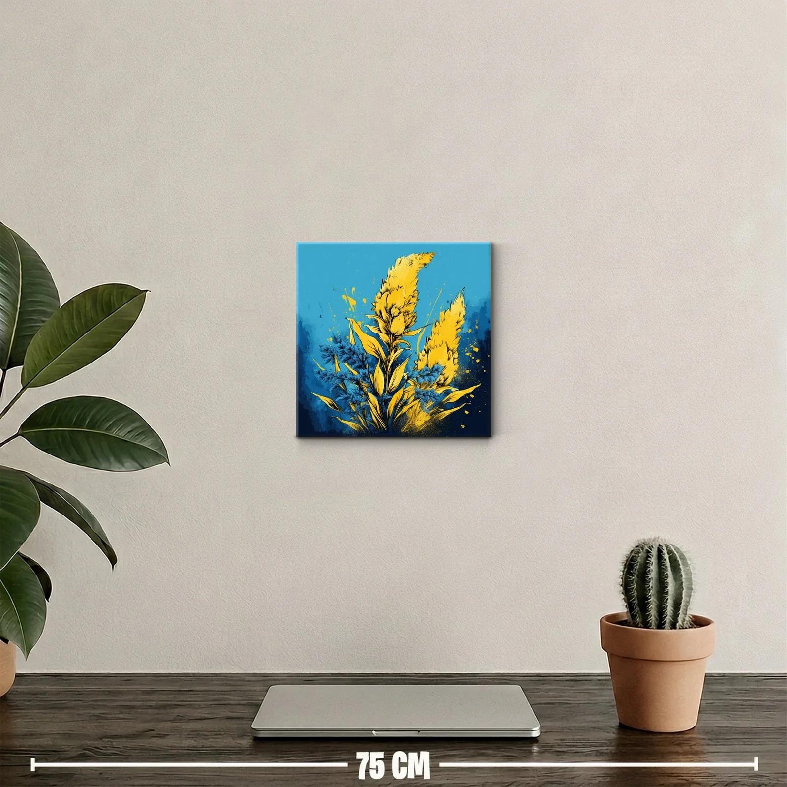 Cuadro decorativo de flores amarillas y azul intenso — miniatura 2
