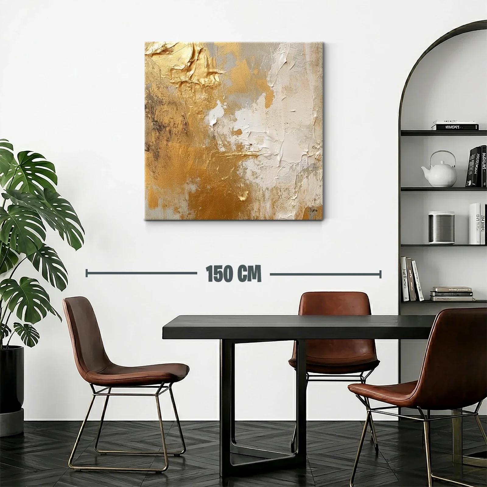 Composición abstracta en tonos dorados y beige — miniatura 2