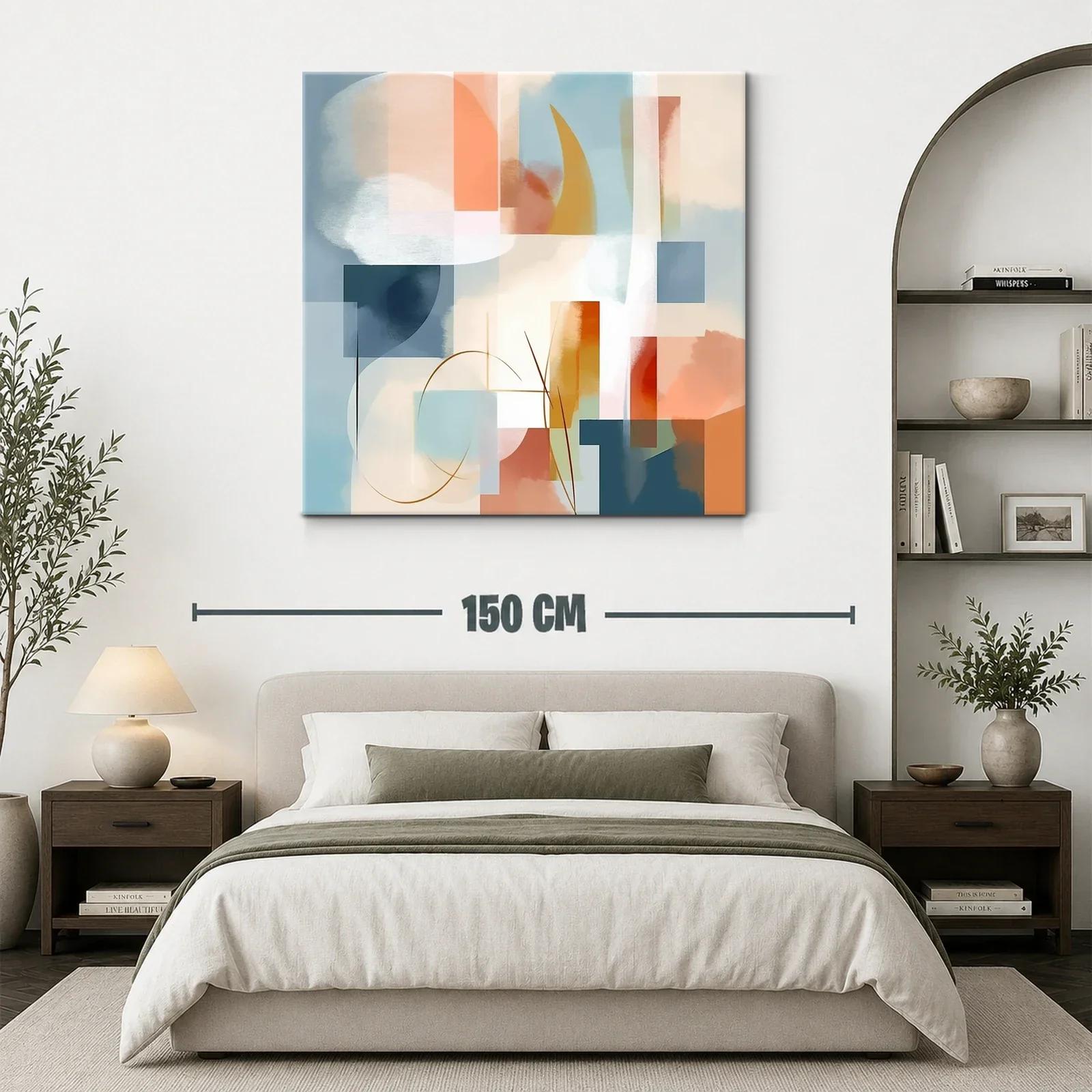 Composición abstracta con tonos cálidos y fríos equilibrados — miniatura 3