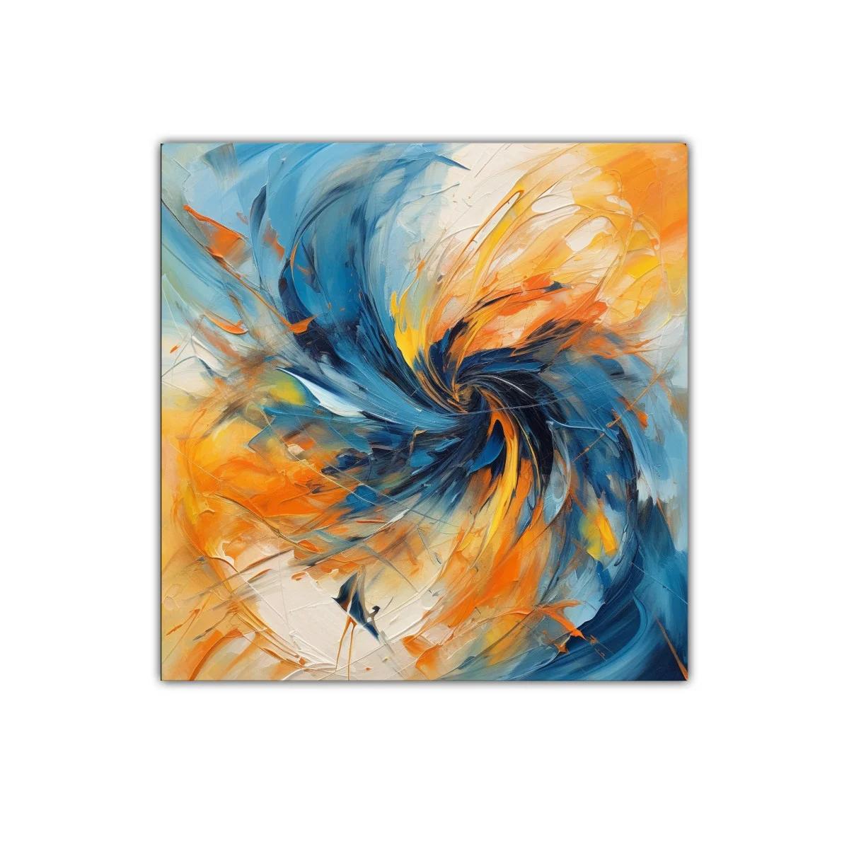 Cuadro abstracto con remolino en tonos azules y naranjas — miniatura 1