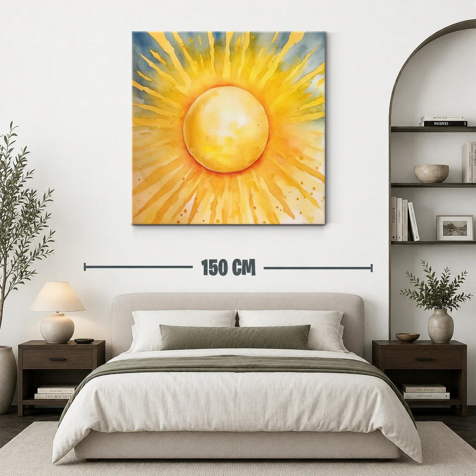 Cuadro vibrante con sol radiante en tonos cálidos — miniatura 3