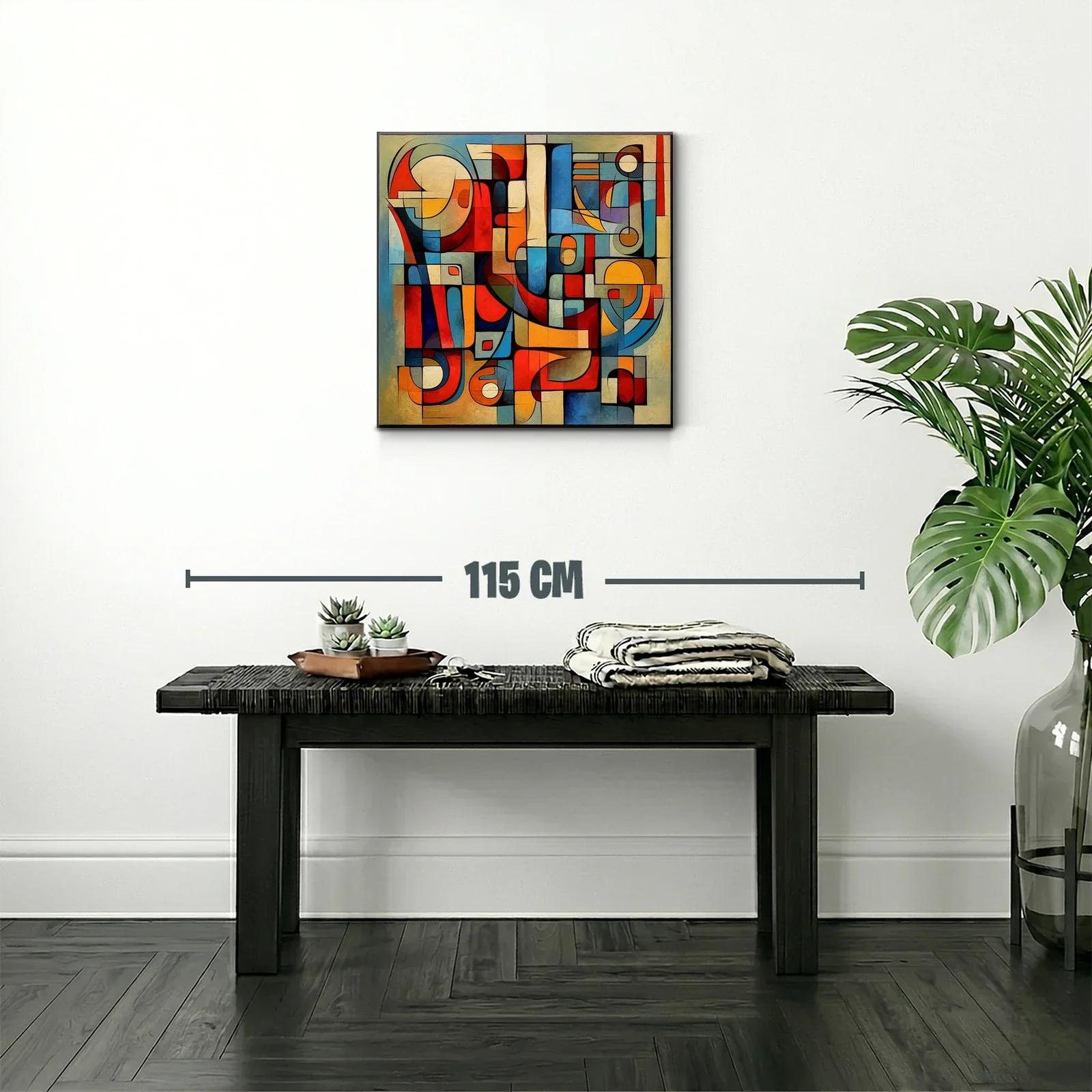 Composición abstracta en tonos cálidos y fríos vibrantes — miniatura 2