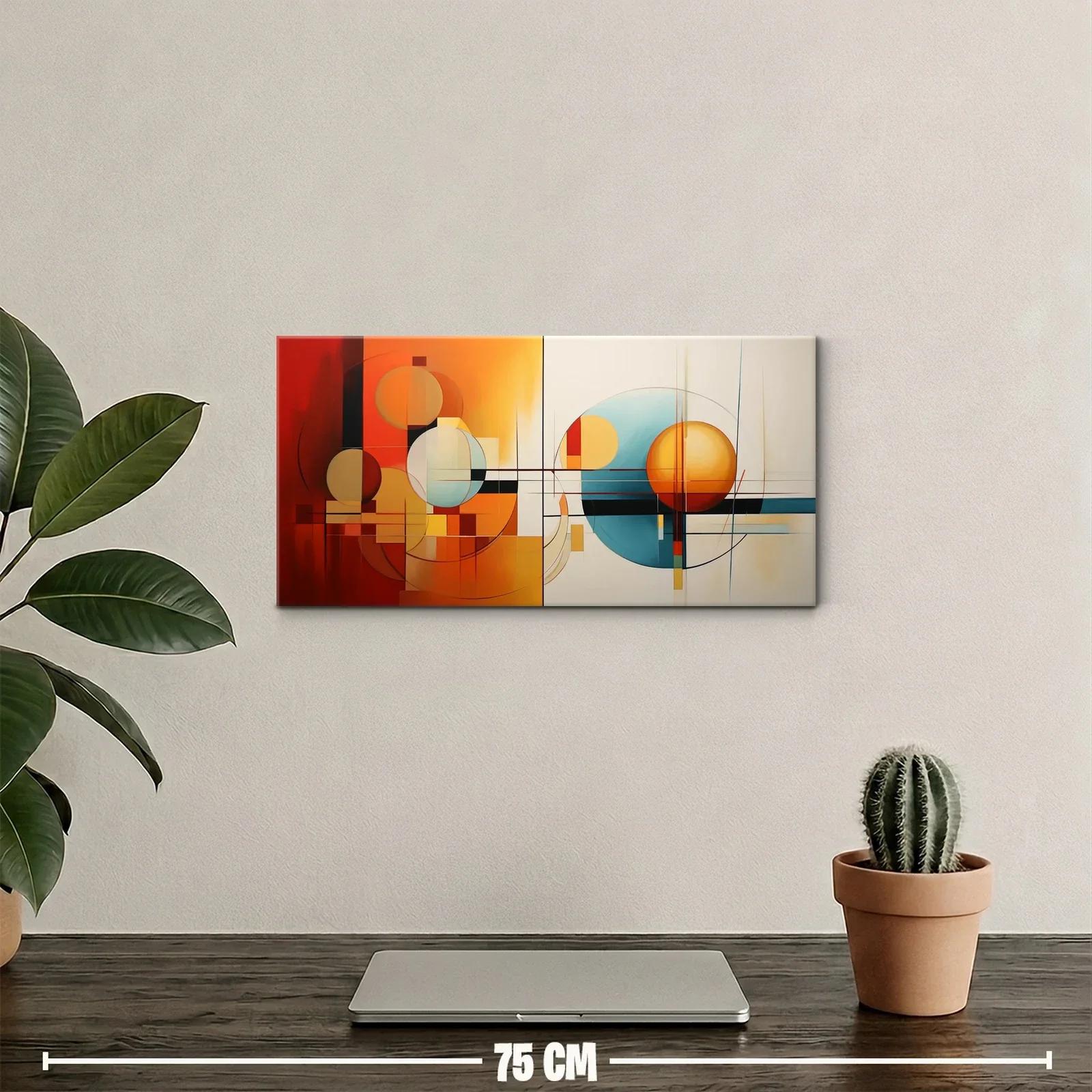 Cuadro geométrico panorámico con círculos y rectángulos — miniatura 2