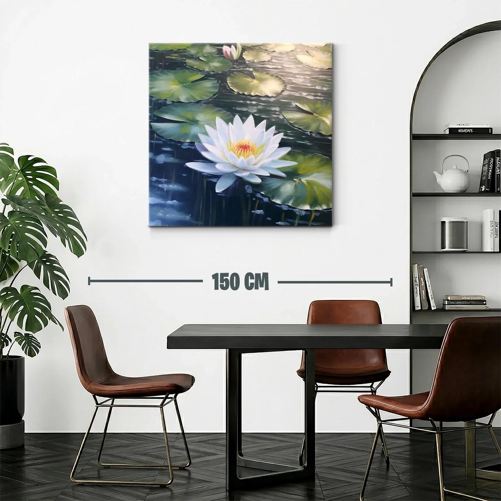 Flor de loto blanca en estanque sereno y natural — miniatura 2