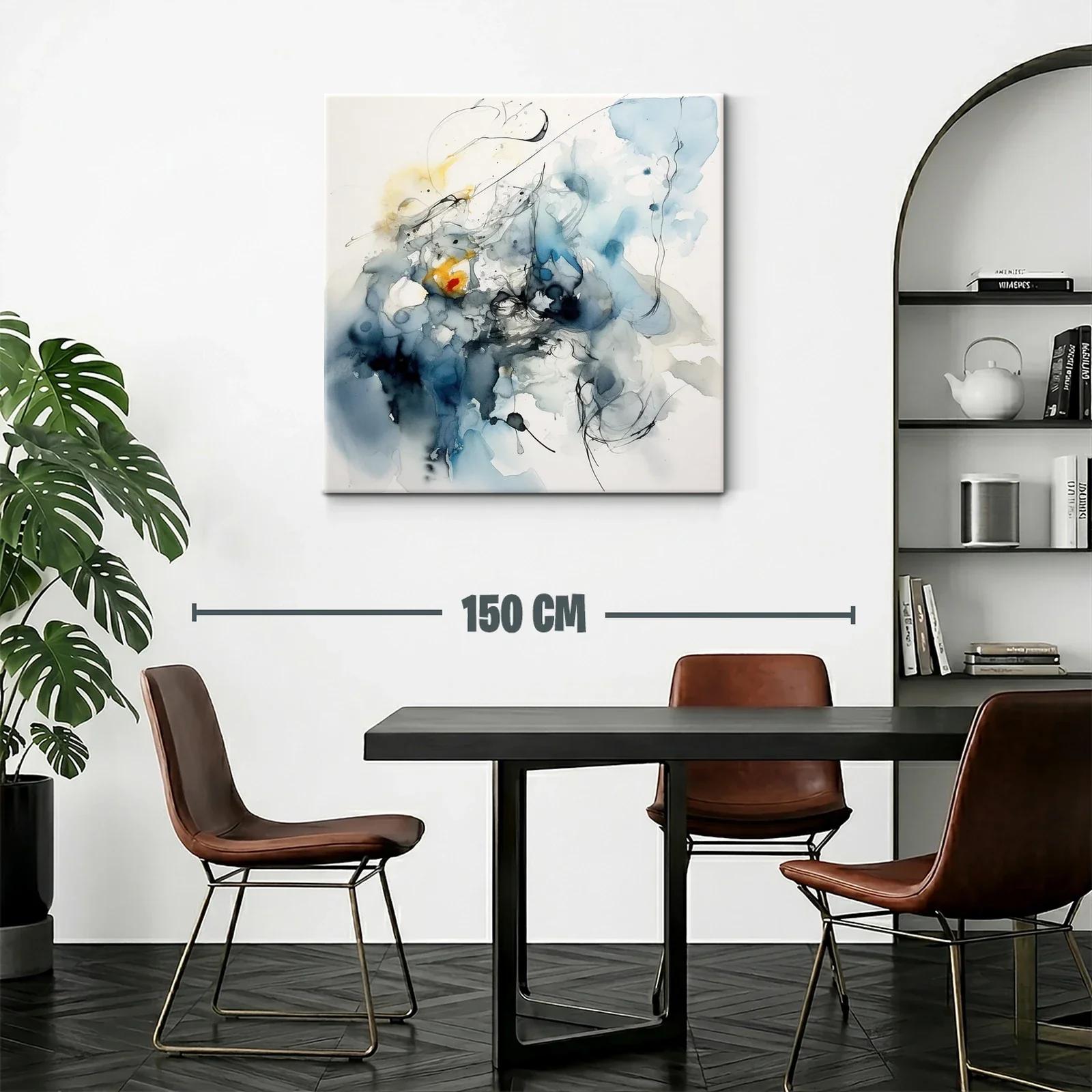 Arte abstracto con tonos azules y detalles en amarillo — miniatura 2