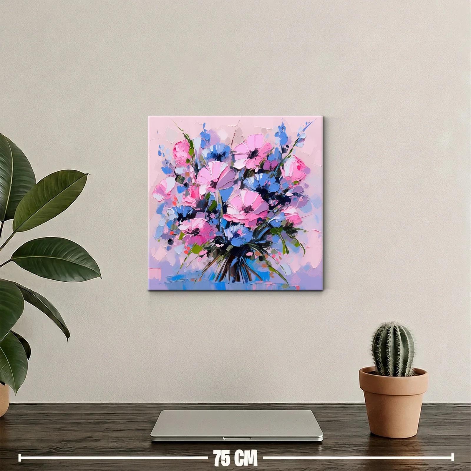 Ramo de flores en tonos rosas y azules vibrantes — miniatura 2