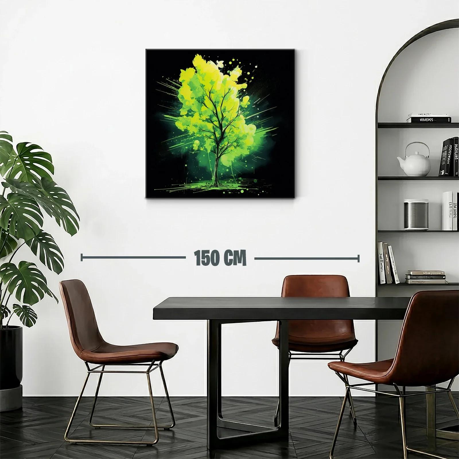 Cuadro vibrante de árbol con tonos verdes y negros — miniatura 2