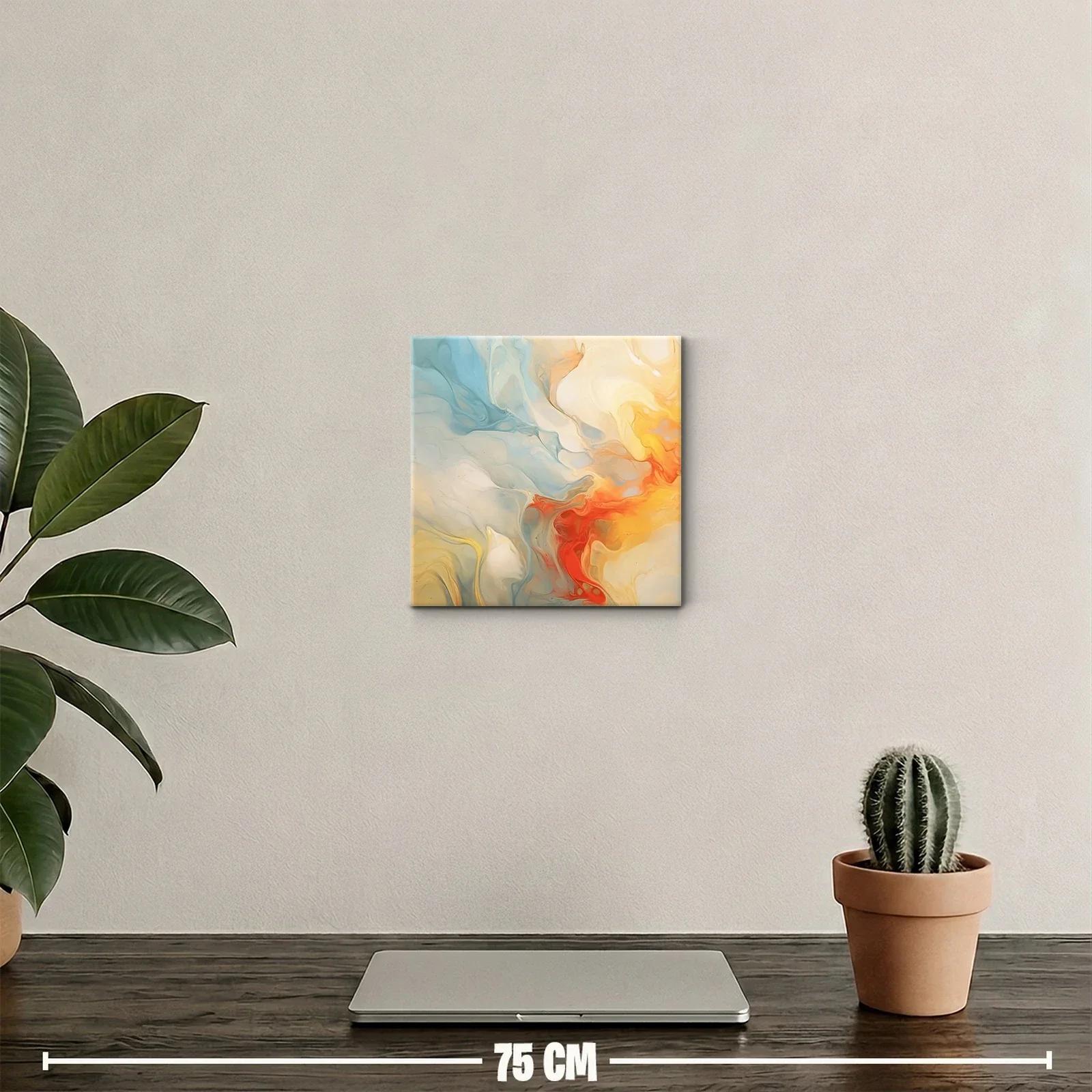 Cuadro decorativo abstracción fluida en tonos cálidos y fríos — miniatura 2