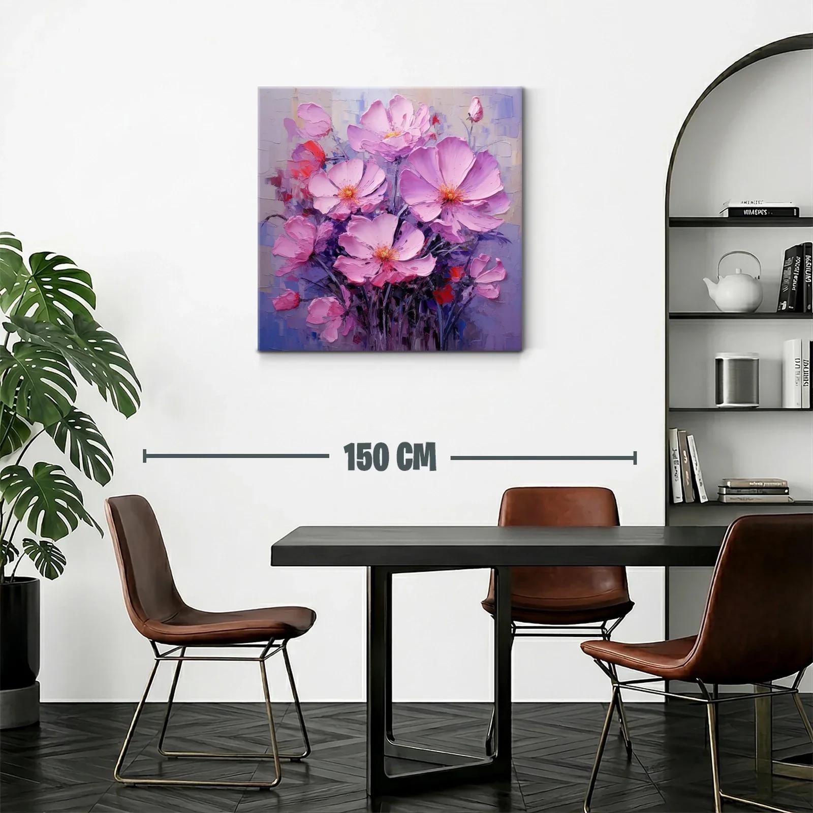 Cuadro moderno con ramo de flores en tonos rosas y lilas — miniatura 2