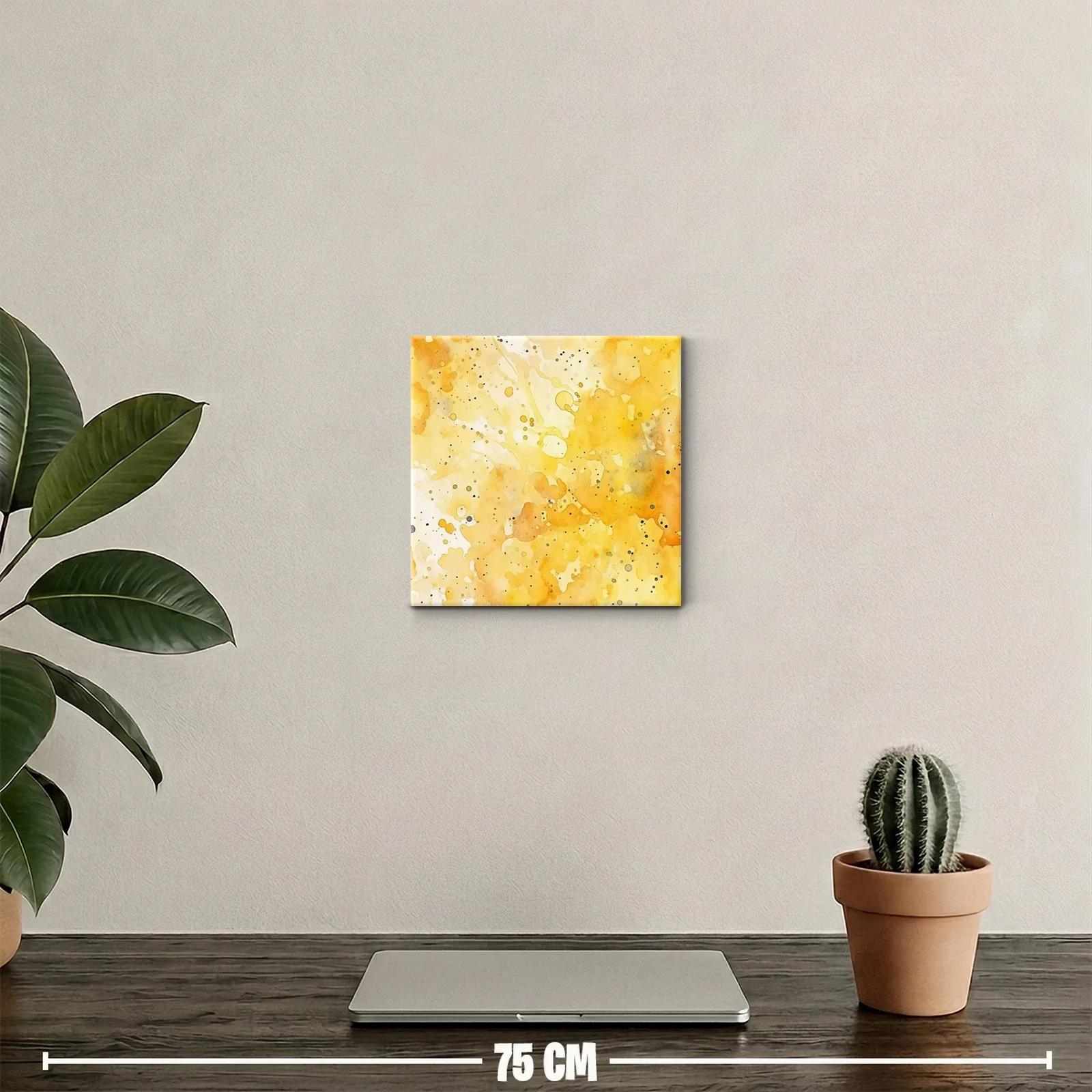 Cuadro decorativo abstracto en tonos amarillos y ocres — miniatura 2