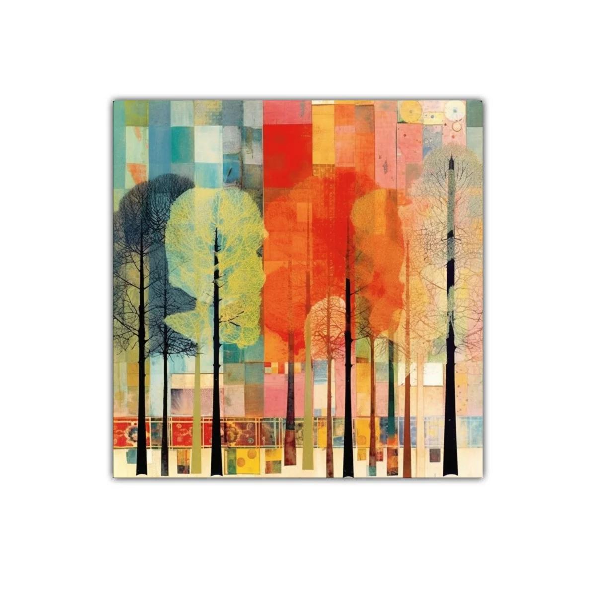 Bosque en colores vibrantes con árboles estilizados — imagen principal