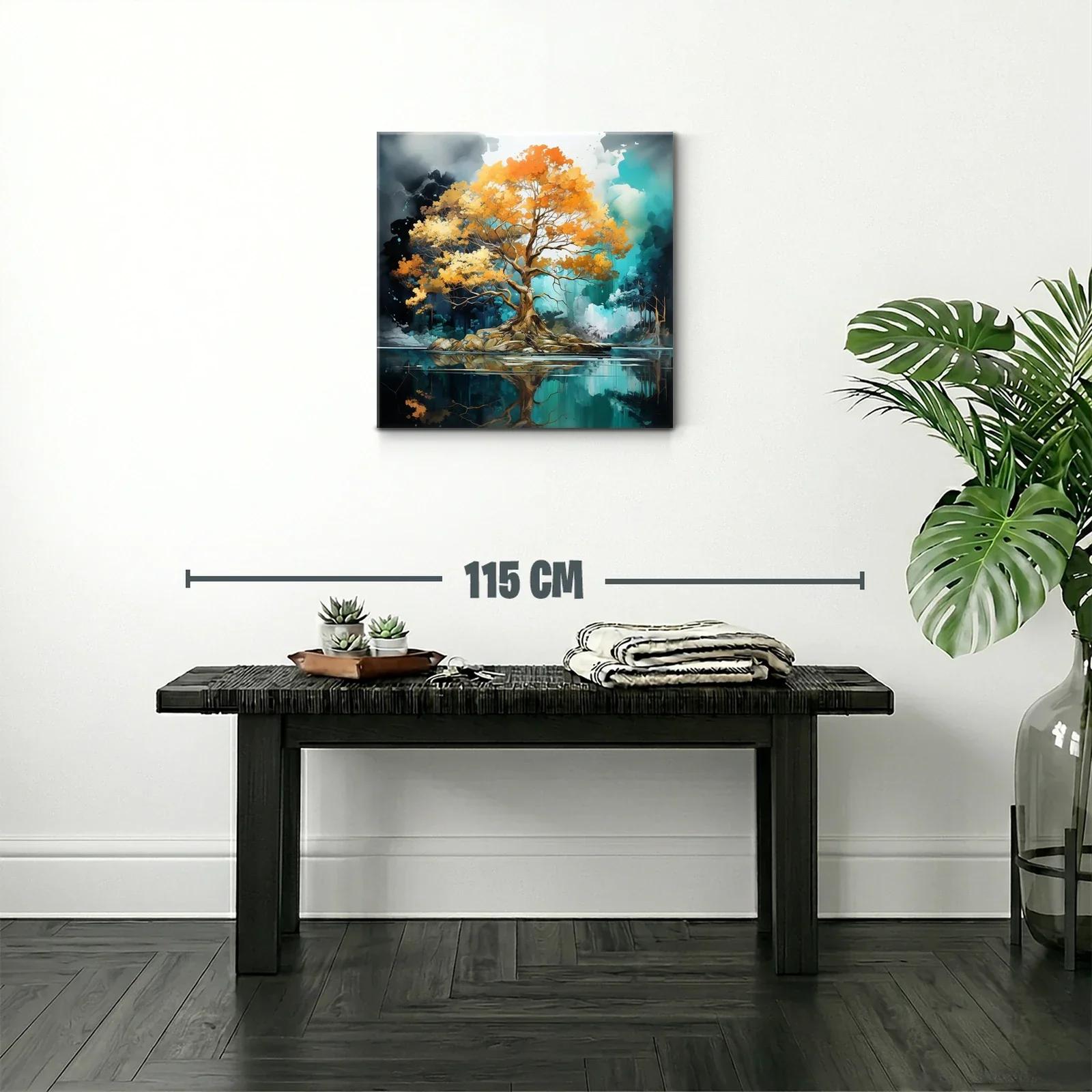 Árbol dorado reflejado en lago sereno y mágico — miniatura 2
