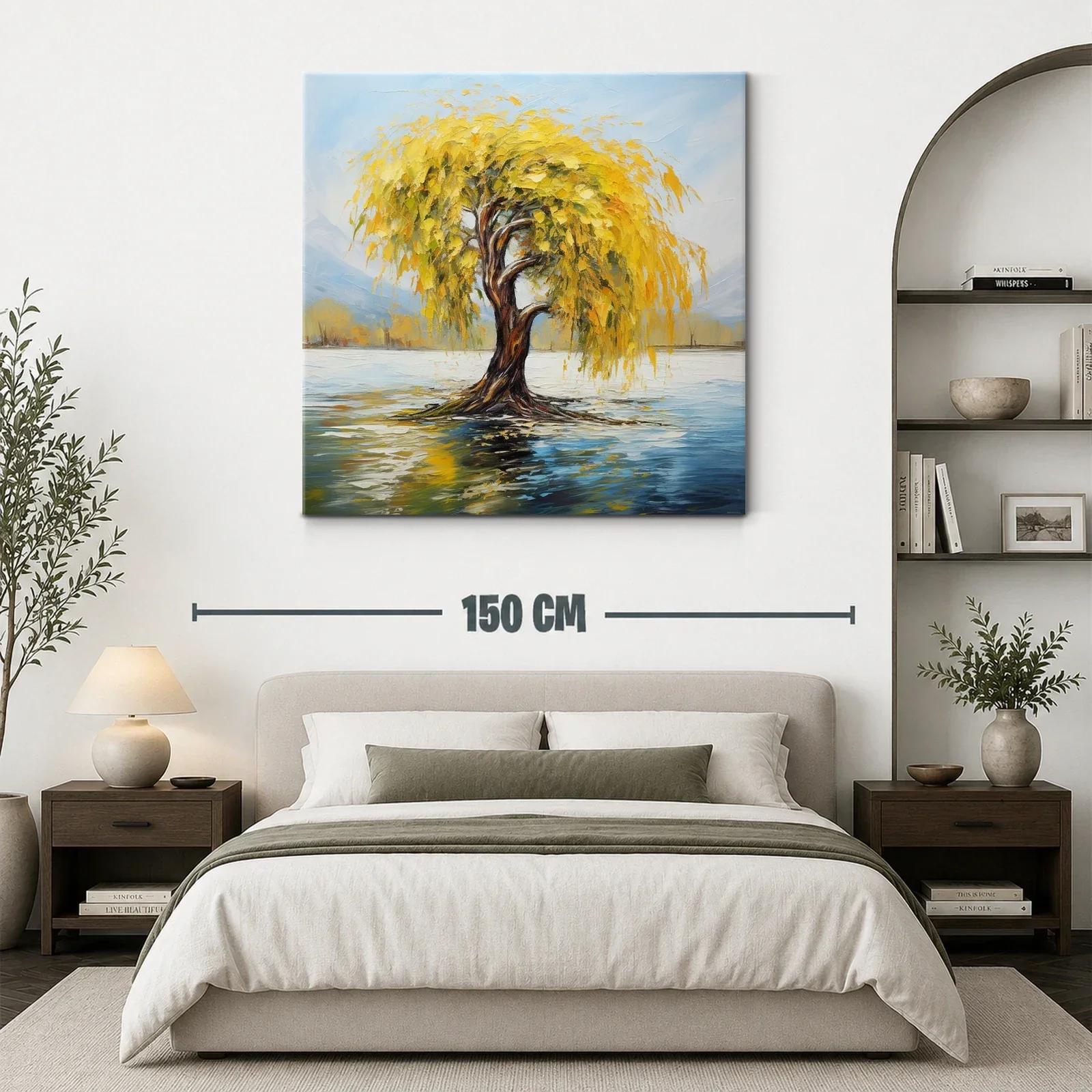 Árbol Dorado en Lago Calmado con Reflejos Vibrantes — miniatura 3