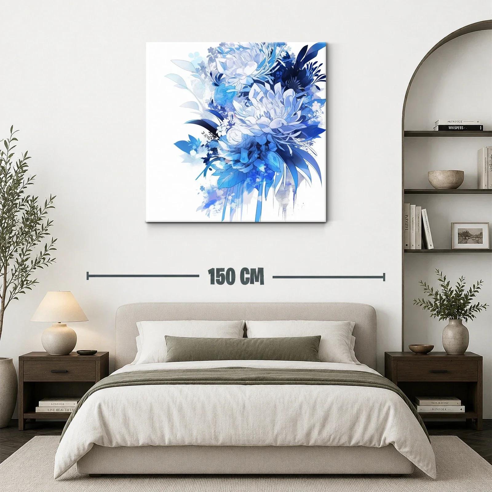 Composición floral abstracta en tonos azules y blancos — miniatura 3