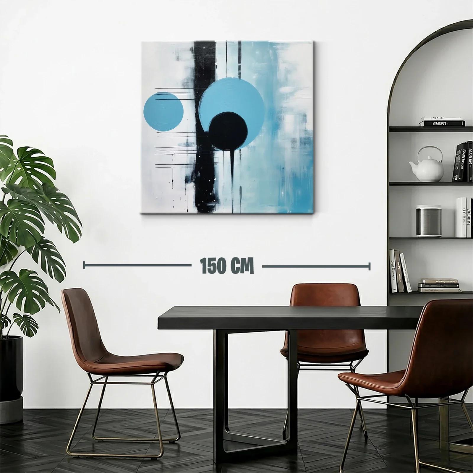Composición Abstracta con Círculos en Tonos Azules y Negros — miniatura 2