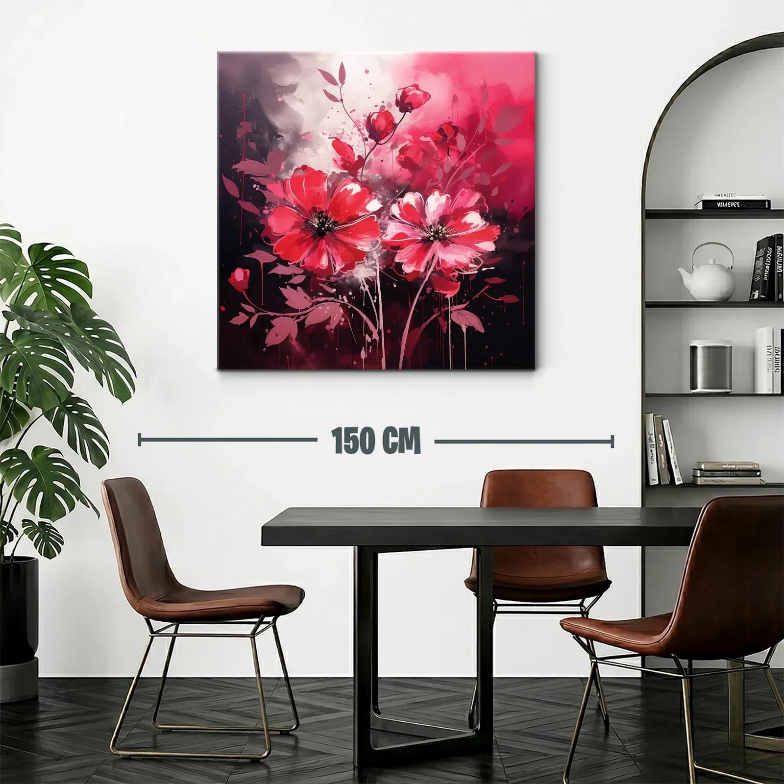 Flores vibrantes en tonos rojos y rosas con fondo oscuro — miniatura 2