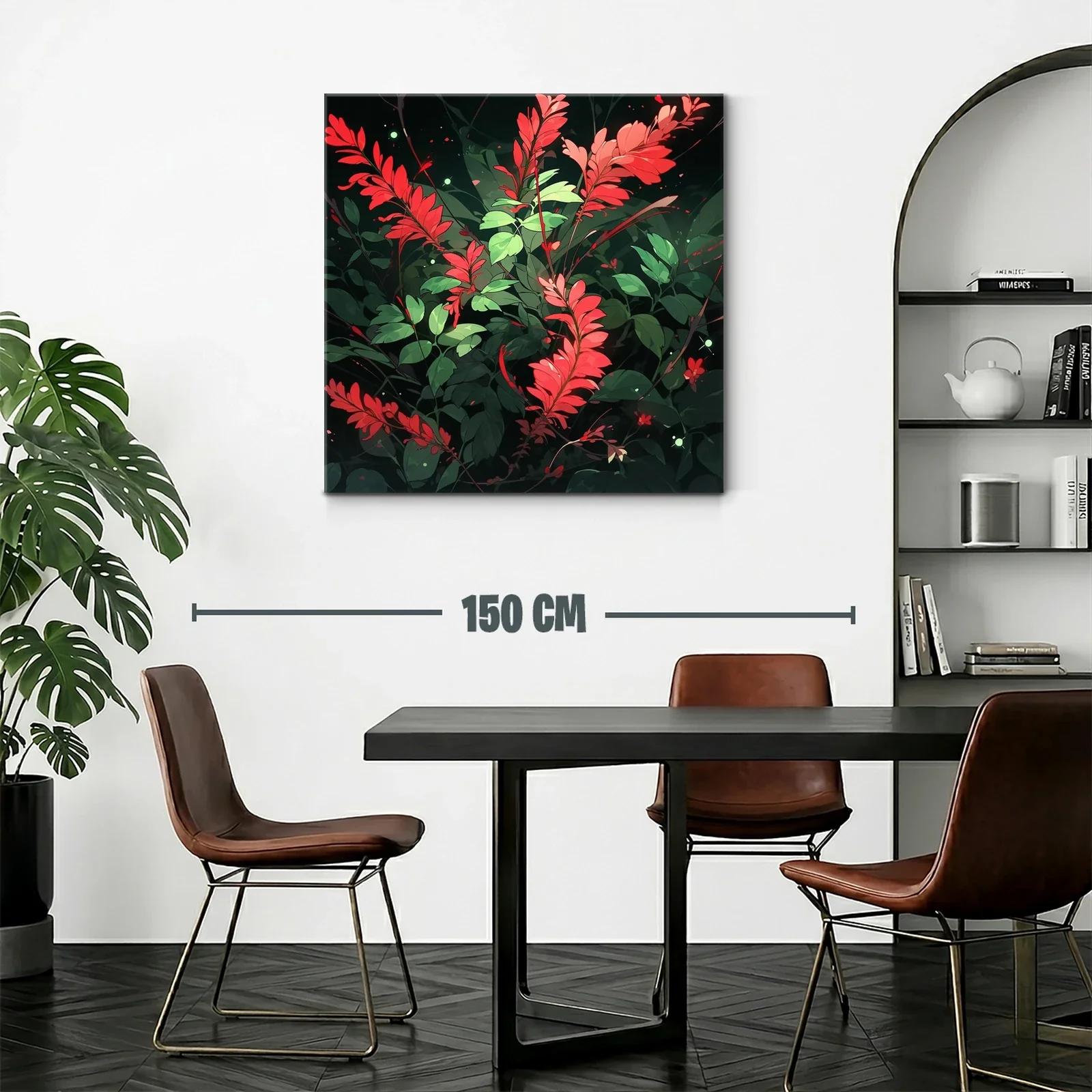 Exuberante composición floral con hojas rojas y verdes vibrantes — miniatura 2