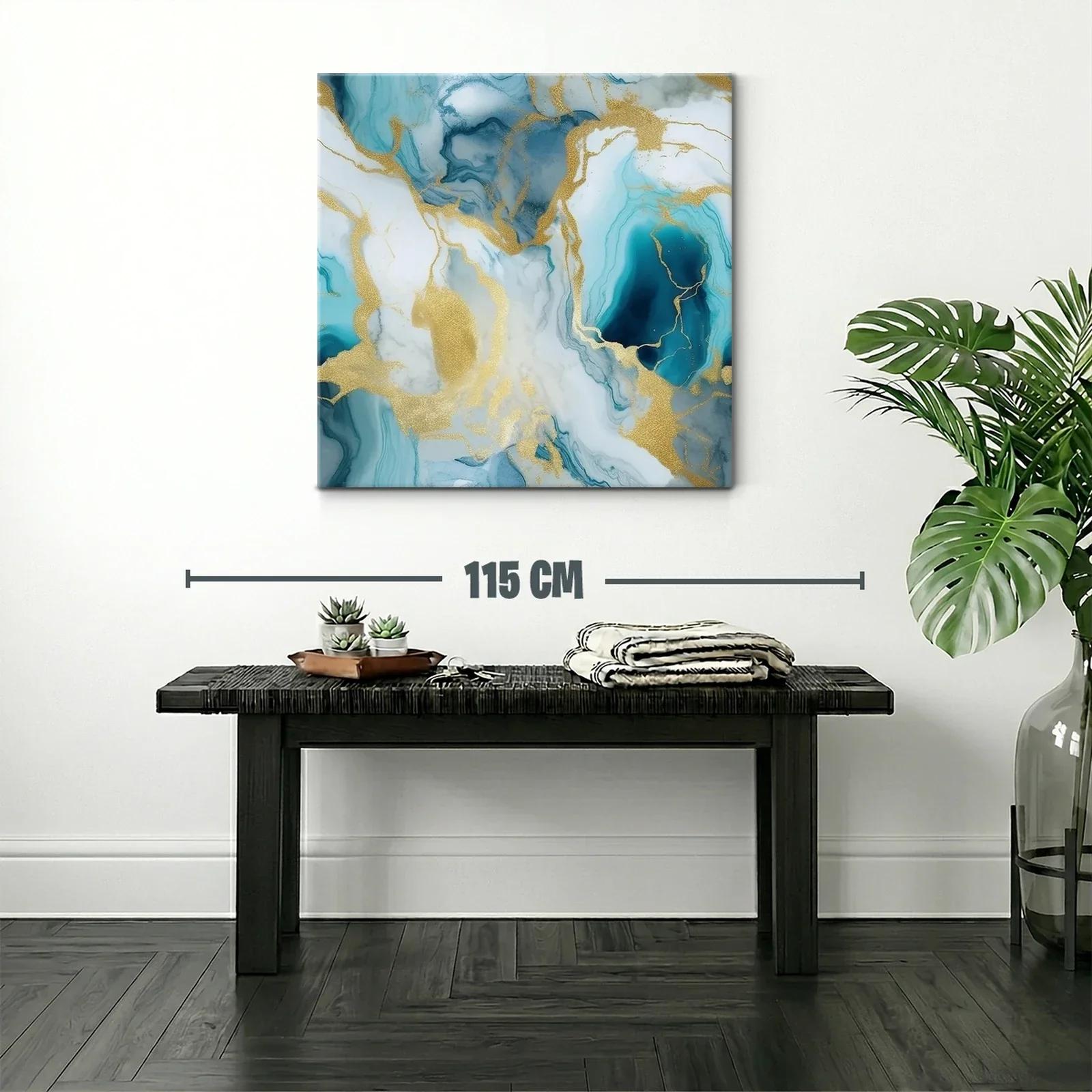 Cuadro abstracto con tonos azul y dorado elegante — miniatura 2