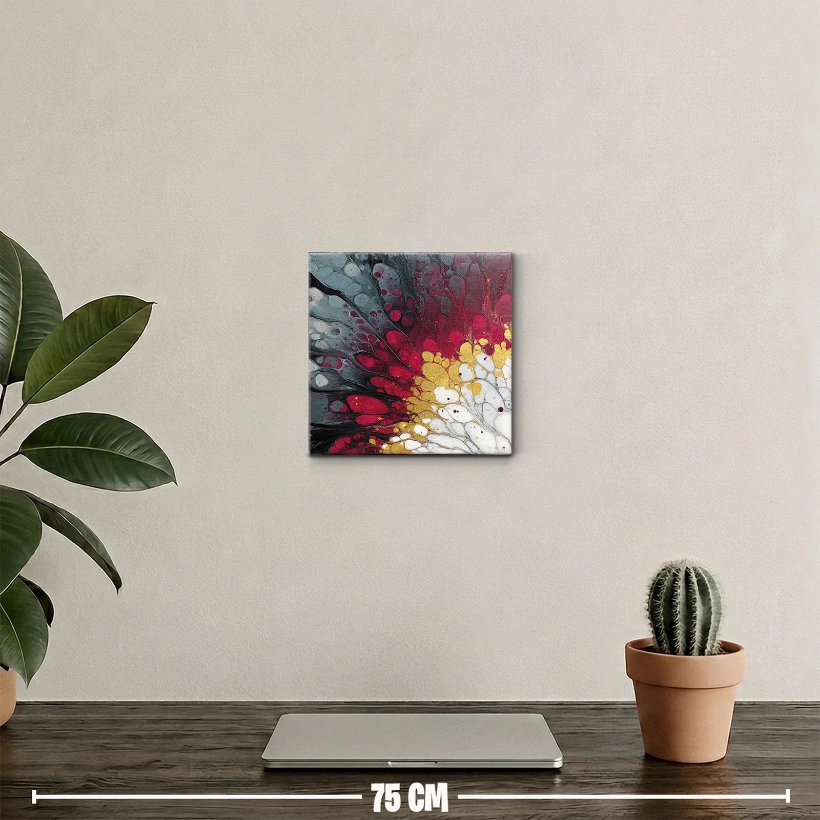 Cuadro decorativo en tonos rojo dorado y gris vibrante — miniatura 2