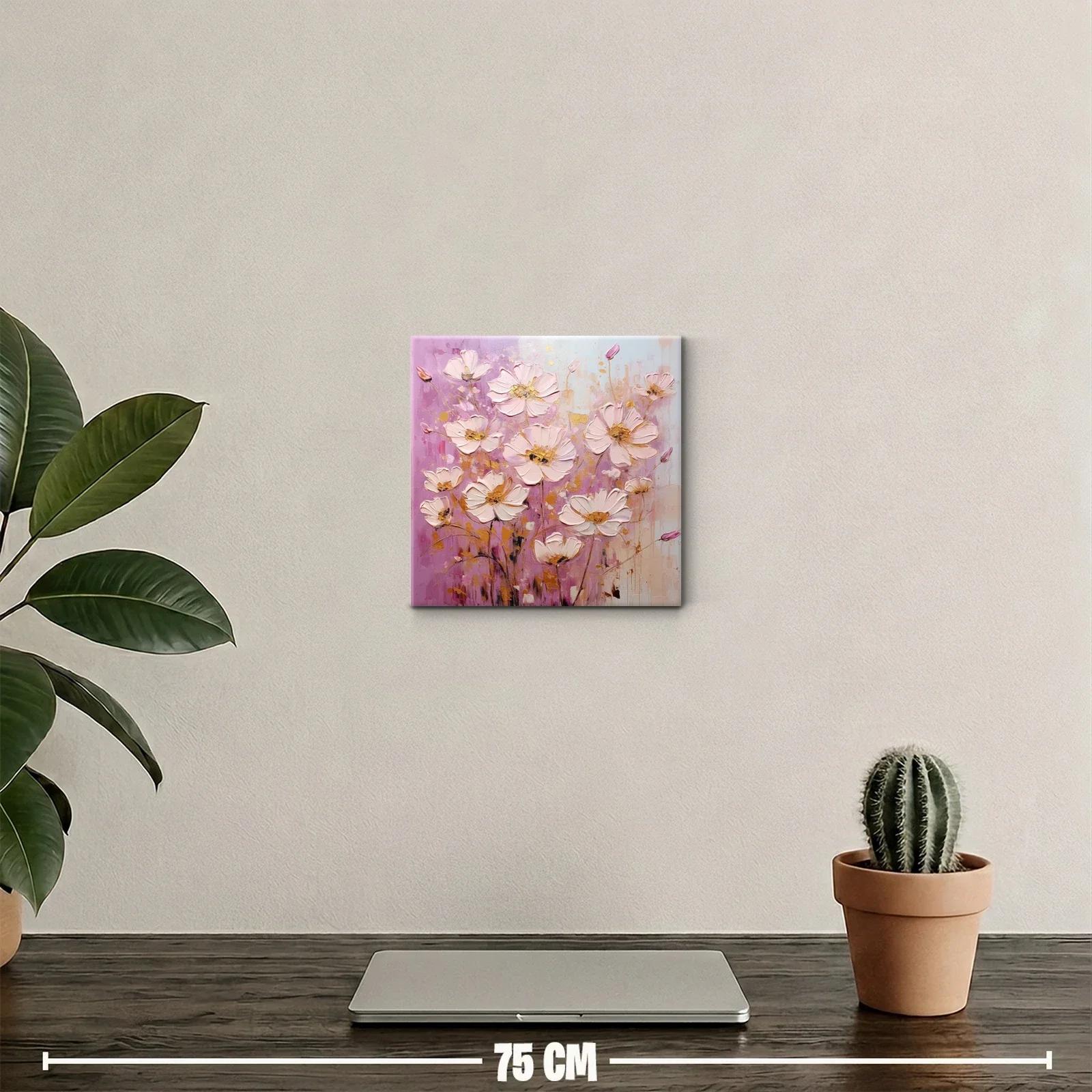 Cuadro floral con delicados pétalos en tonos pastel y dorado — miniatura 2