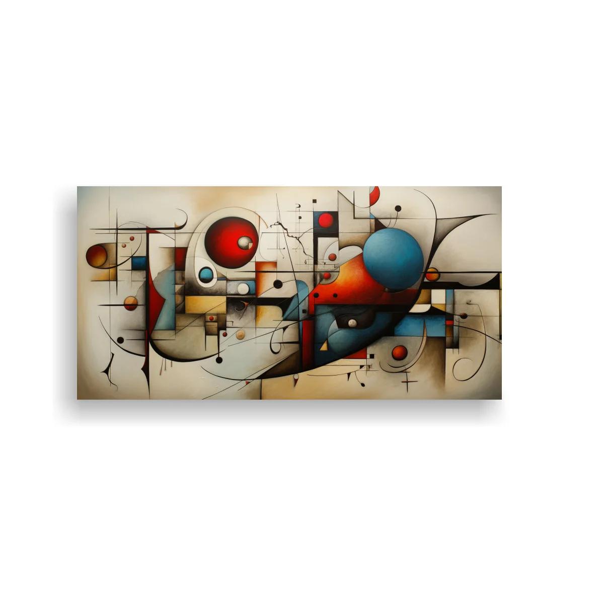 Cuadro composición geométrica con esferas rojas y azules — imagen principal