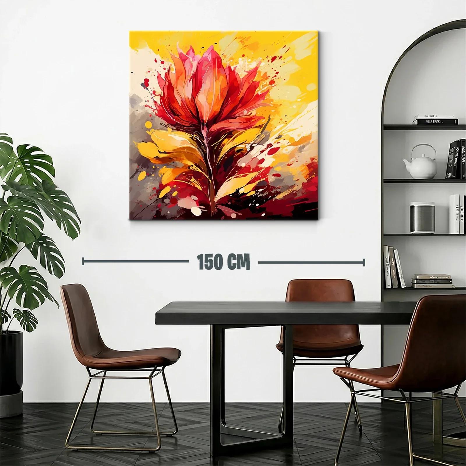 Cuadro moderno con explosión floral en tonos cálidos — miniatura 2