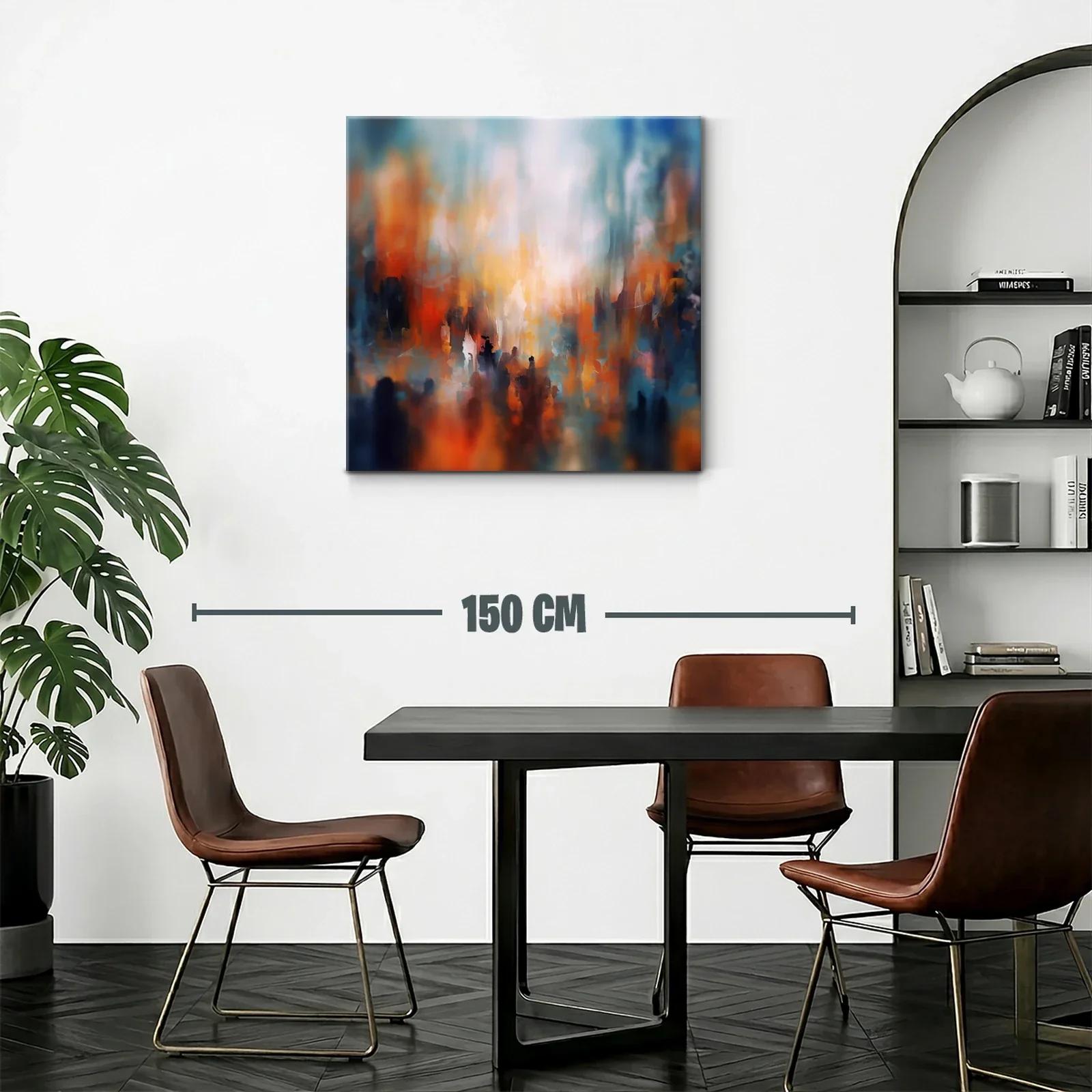 Cuadro Abstracto con Tonos Cálidos y Fríos en Armonía — miniatura 2