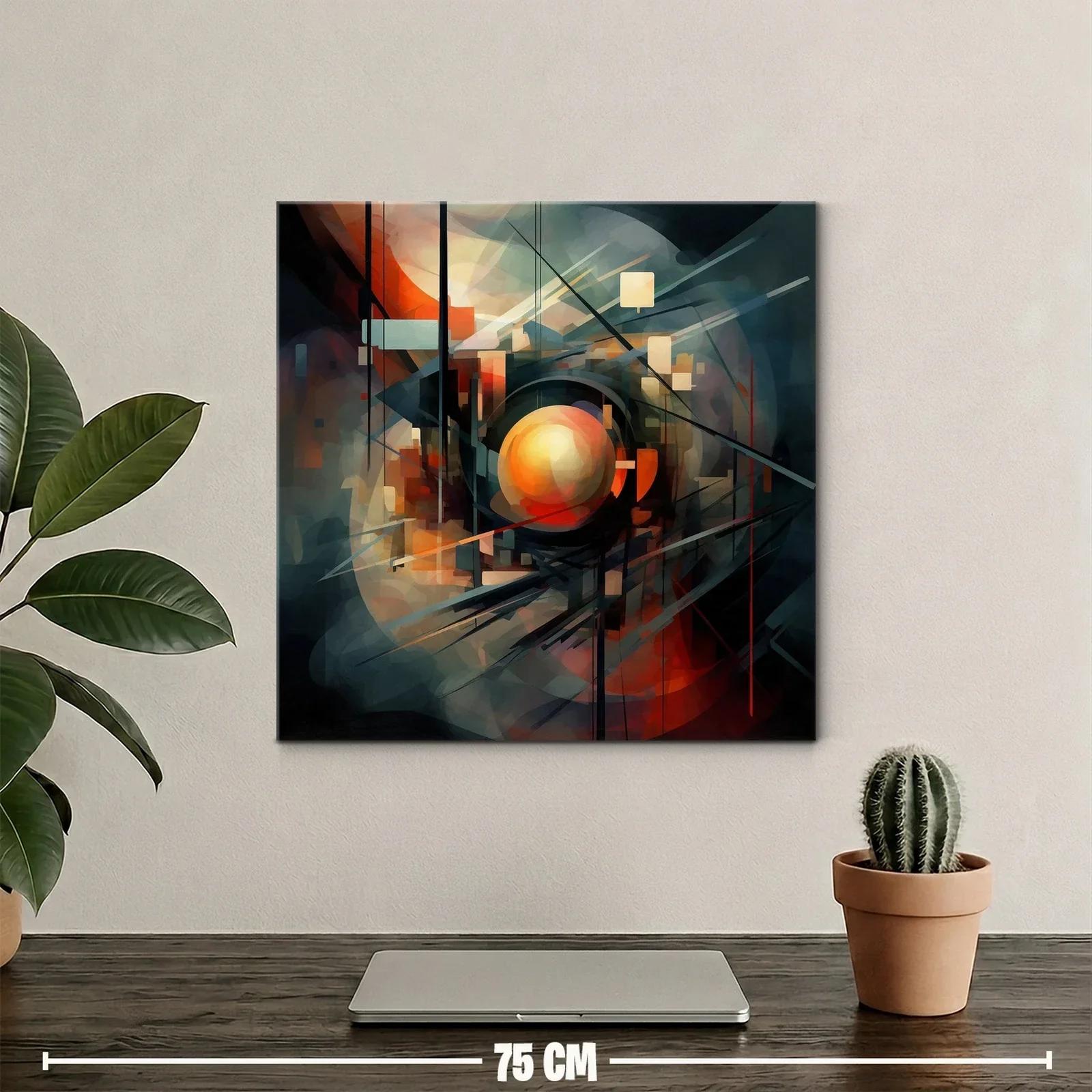 Composición abstracta con esfera central en tonos cálidos — miniatura 2