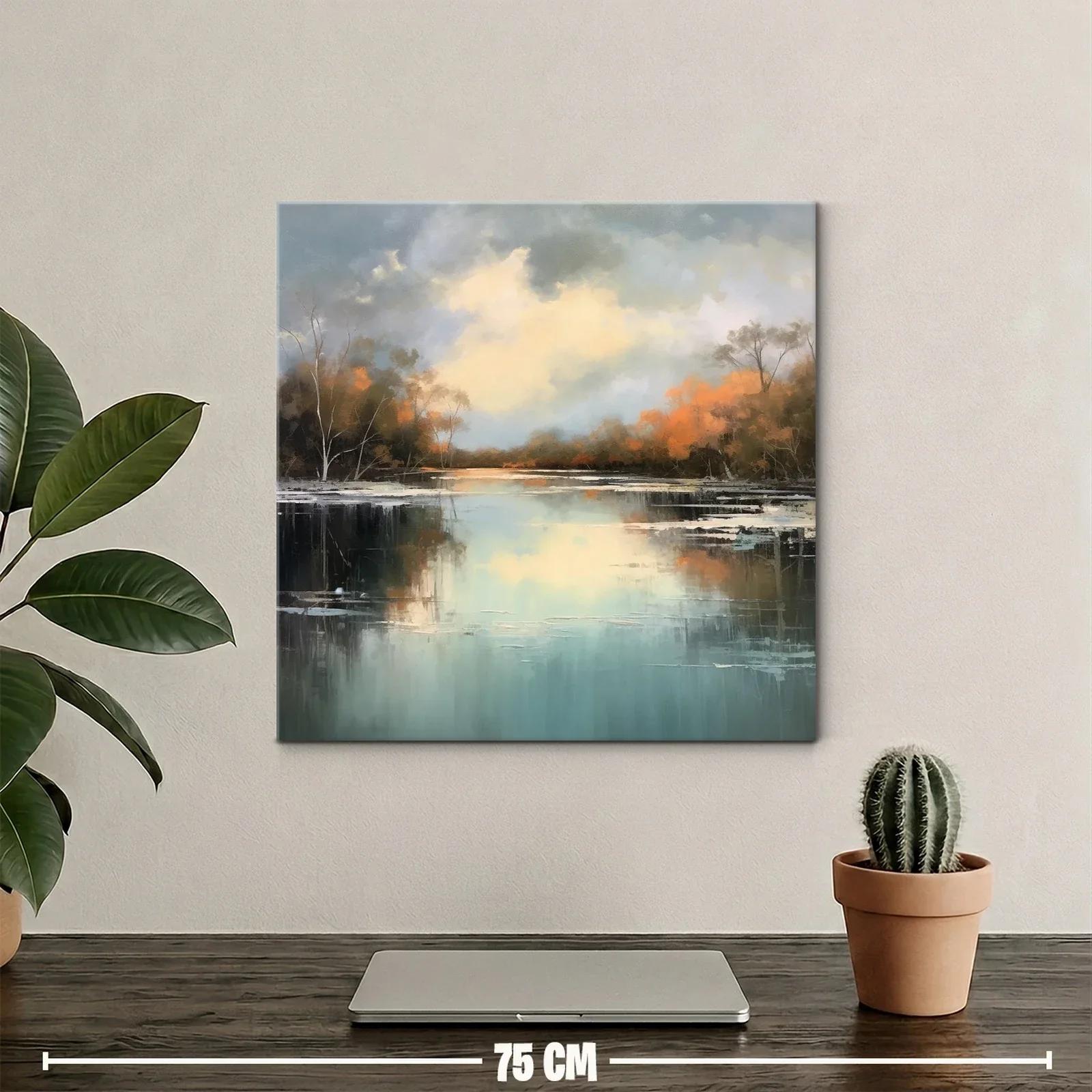 Paisaje sereno con reflejos otoñales en lago tranquilo — miniatura 2