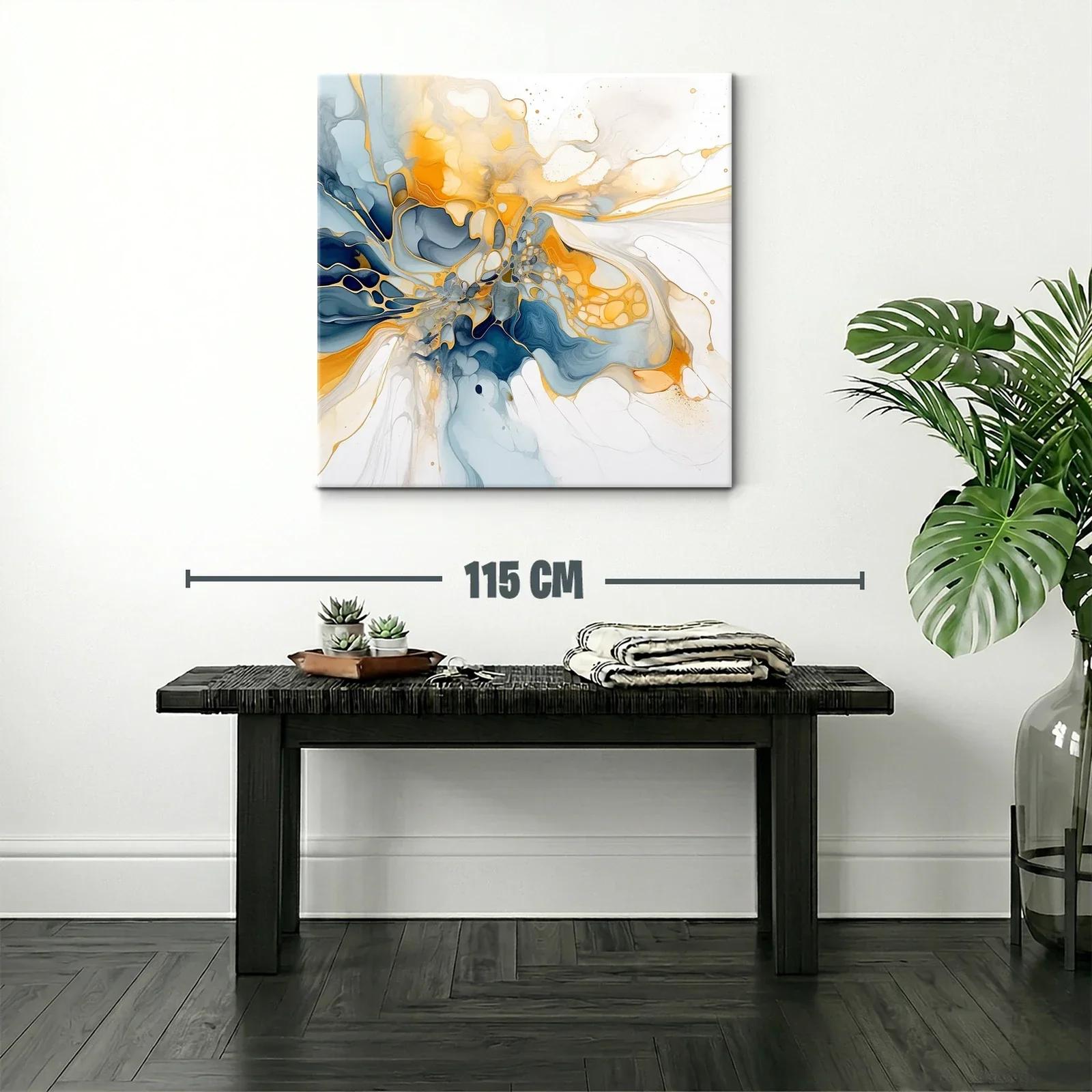 Composición abstracta con tonos dorados y azules intensos — miniatura 2