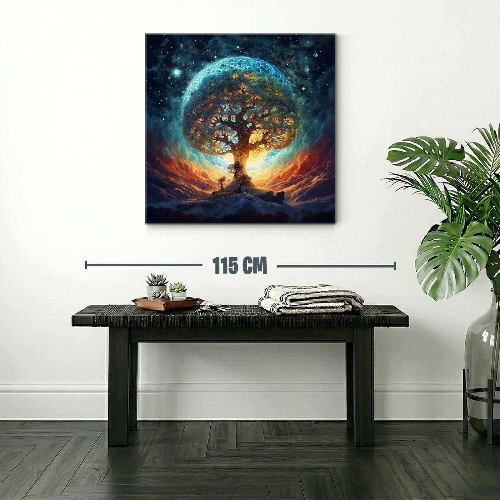 Árbol de la vida iluminado en cielo estrellado místico — miniatura 2