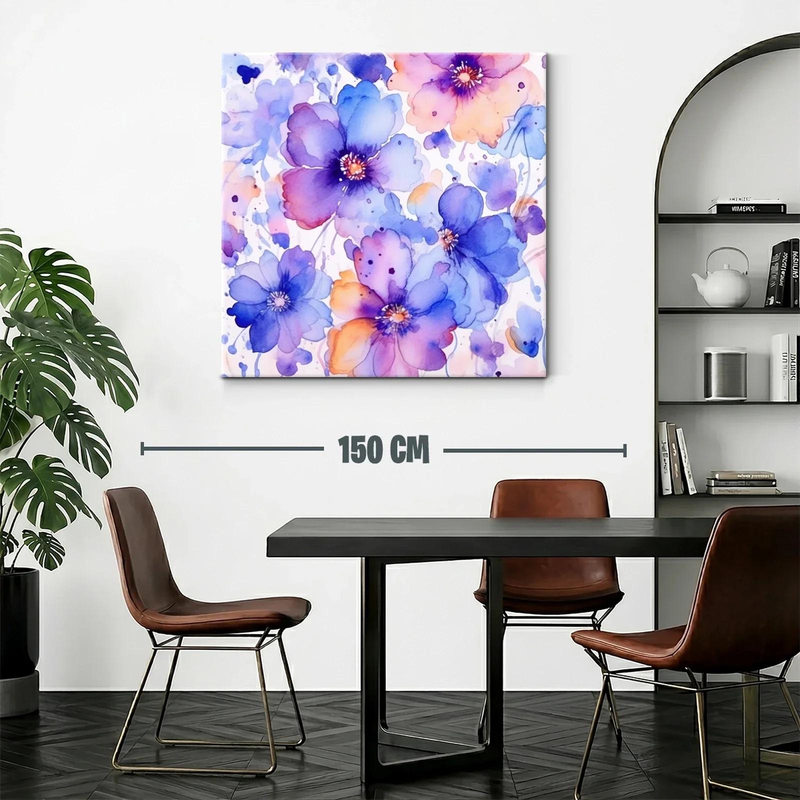 Cuadro floral con tonos lavanda y naranja pastel — miniatura 2