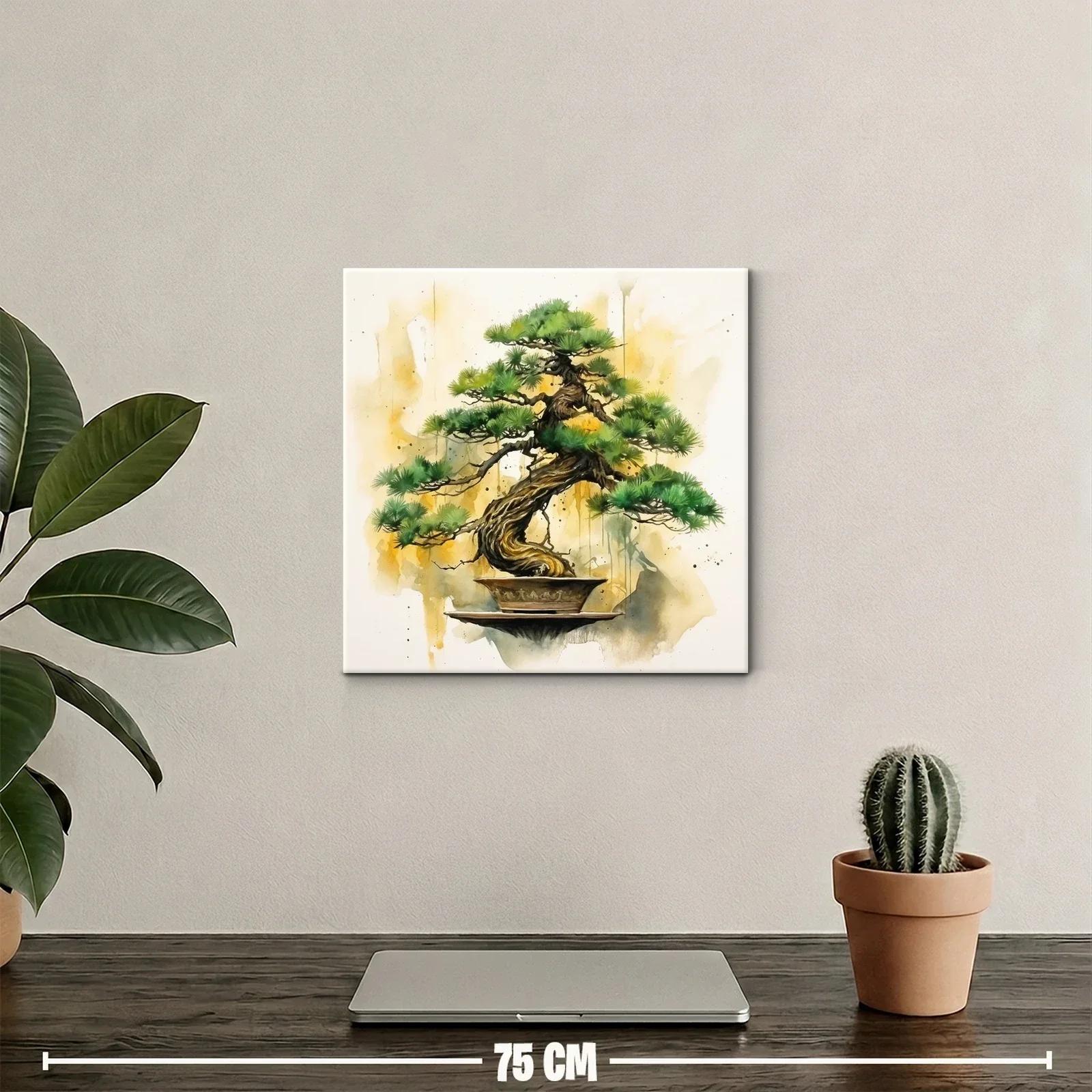 Cuadro con árbol bonsái y tonos cálidos que inspiran calma — miniatura 2
