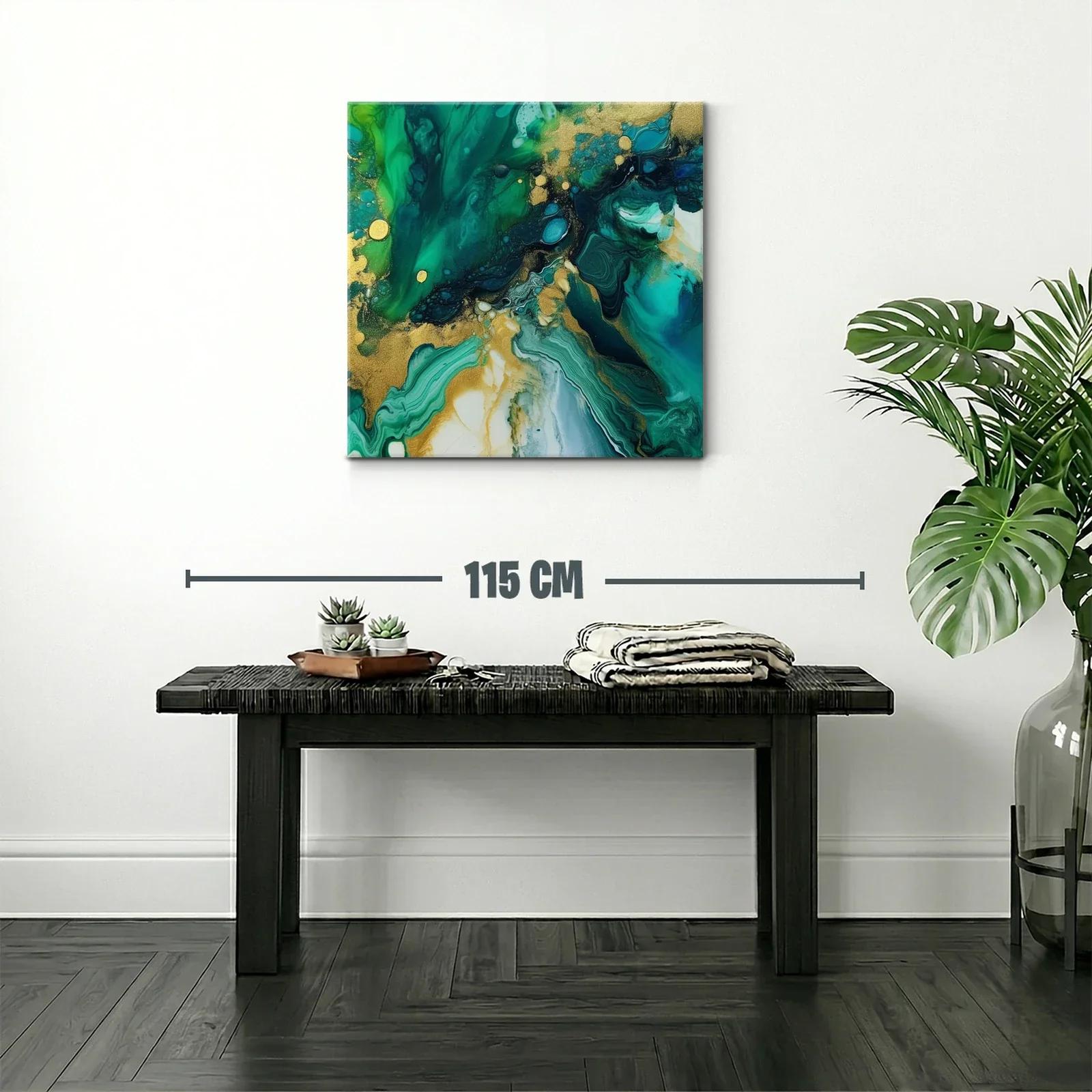 Arte abstracto en tonos verdes y dorados vibrantes — miniatura 2