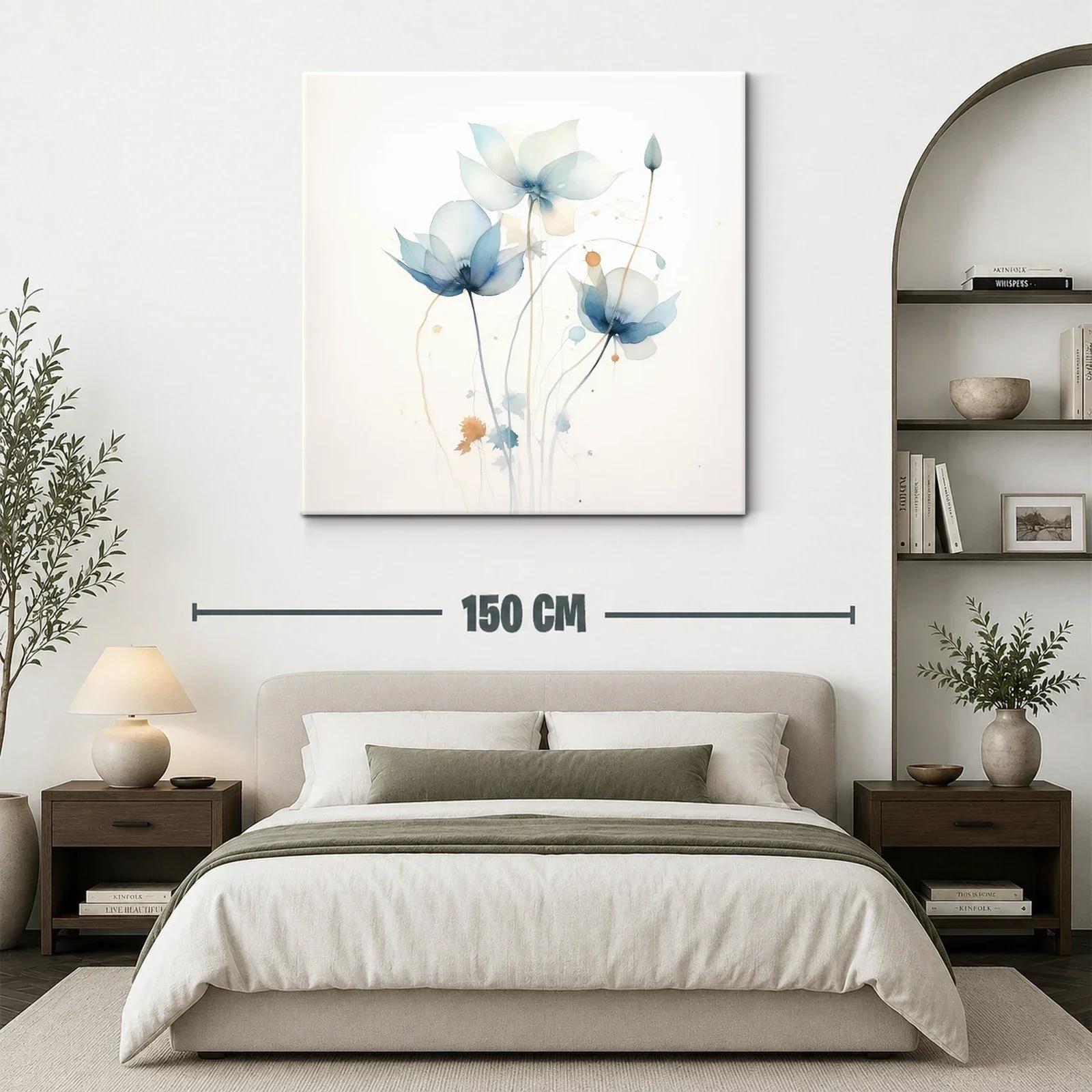 Cuadro floral con tonos suaves en azul y beige — miniatura 3