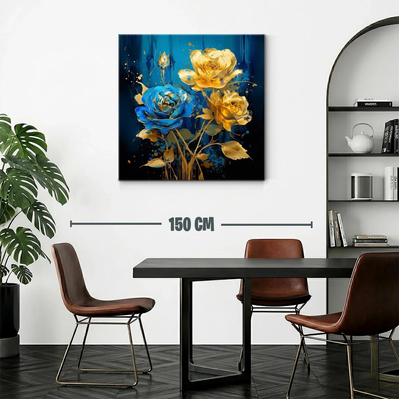 Ramo de rosas doradas y azul eléctrico vibrante — miniatura 2