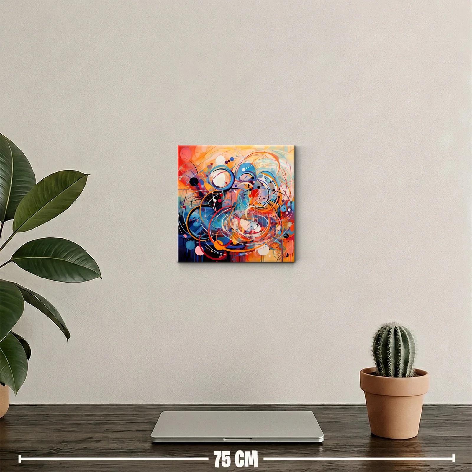 Cuadro abstracto vibrante con formas circulares y colores intensos — miniatura 2