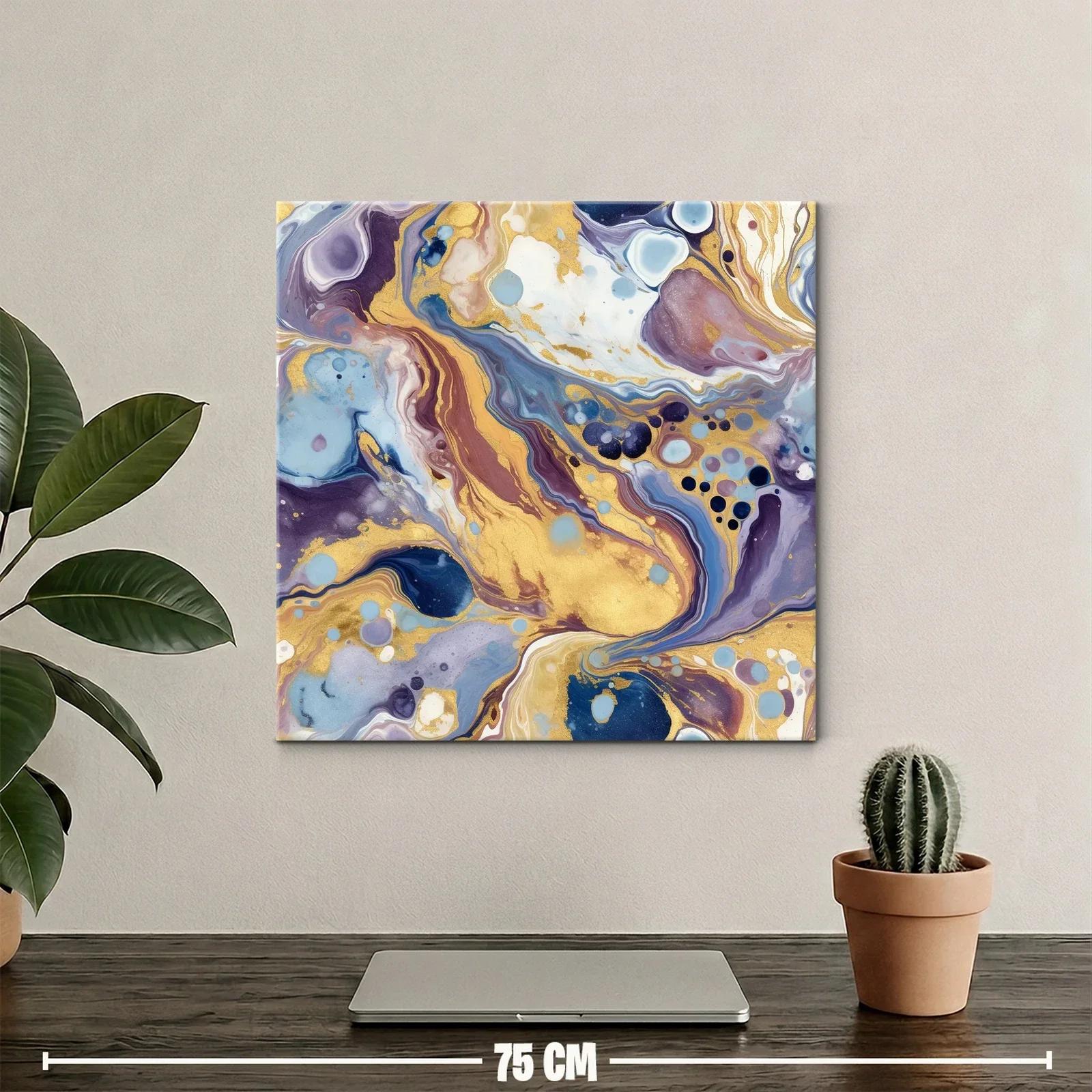 Cuadro abstracto con destellos dorados y tonos suaves — miniatura 2