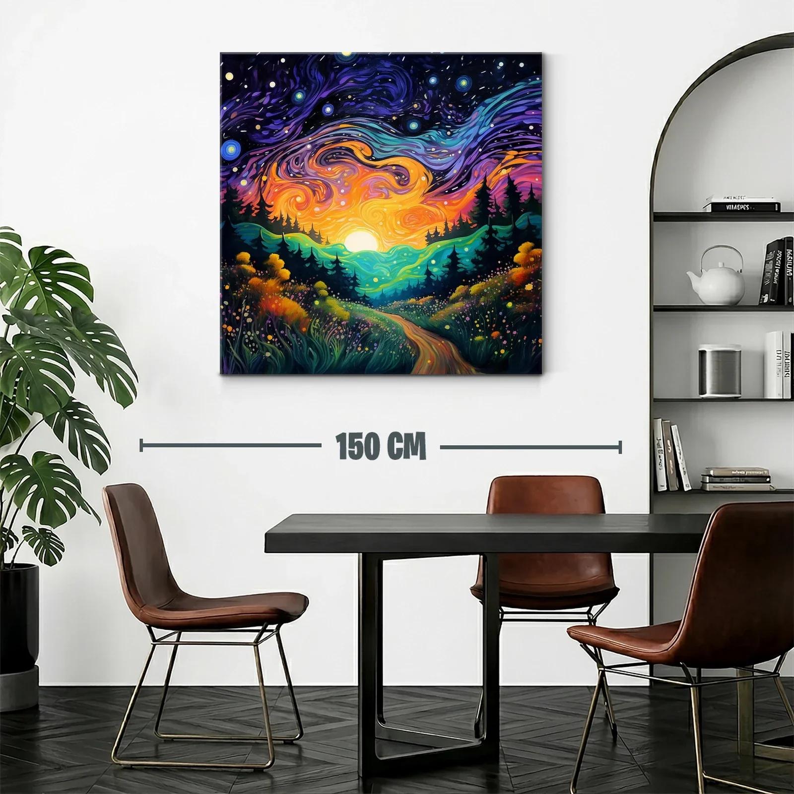 Paisaje nocturno vibrante con cielo estrellado y sendero — miniatura 2