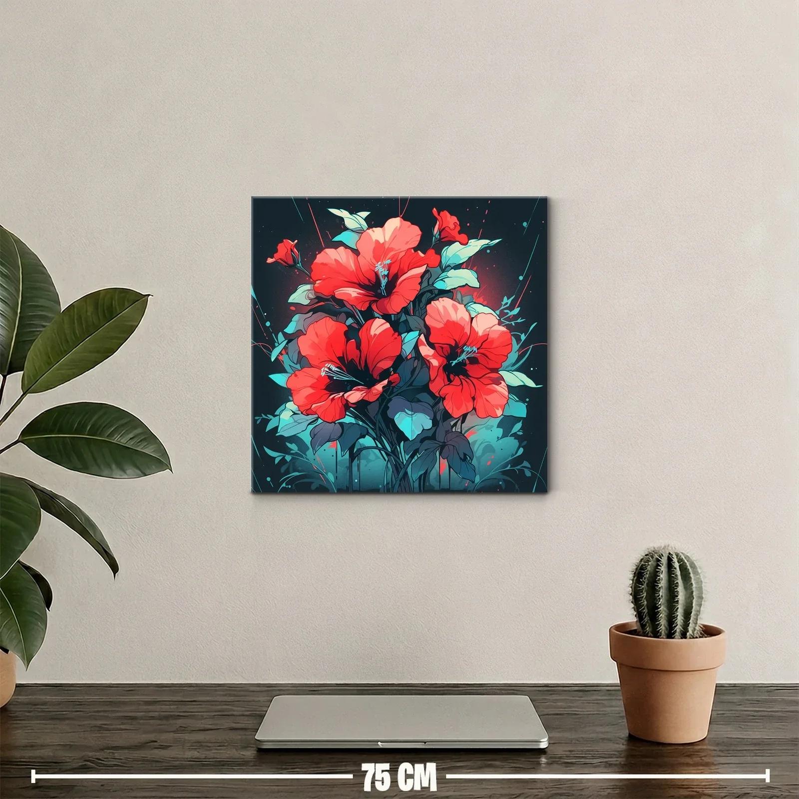 Ramo vibrante de flores rojas con toques celestes — miniatura 2