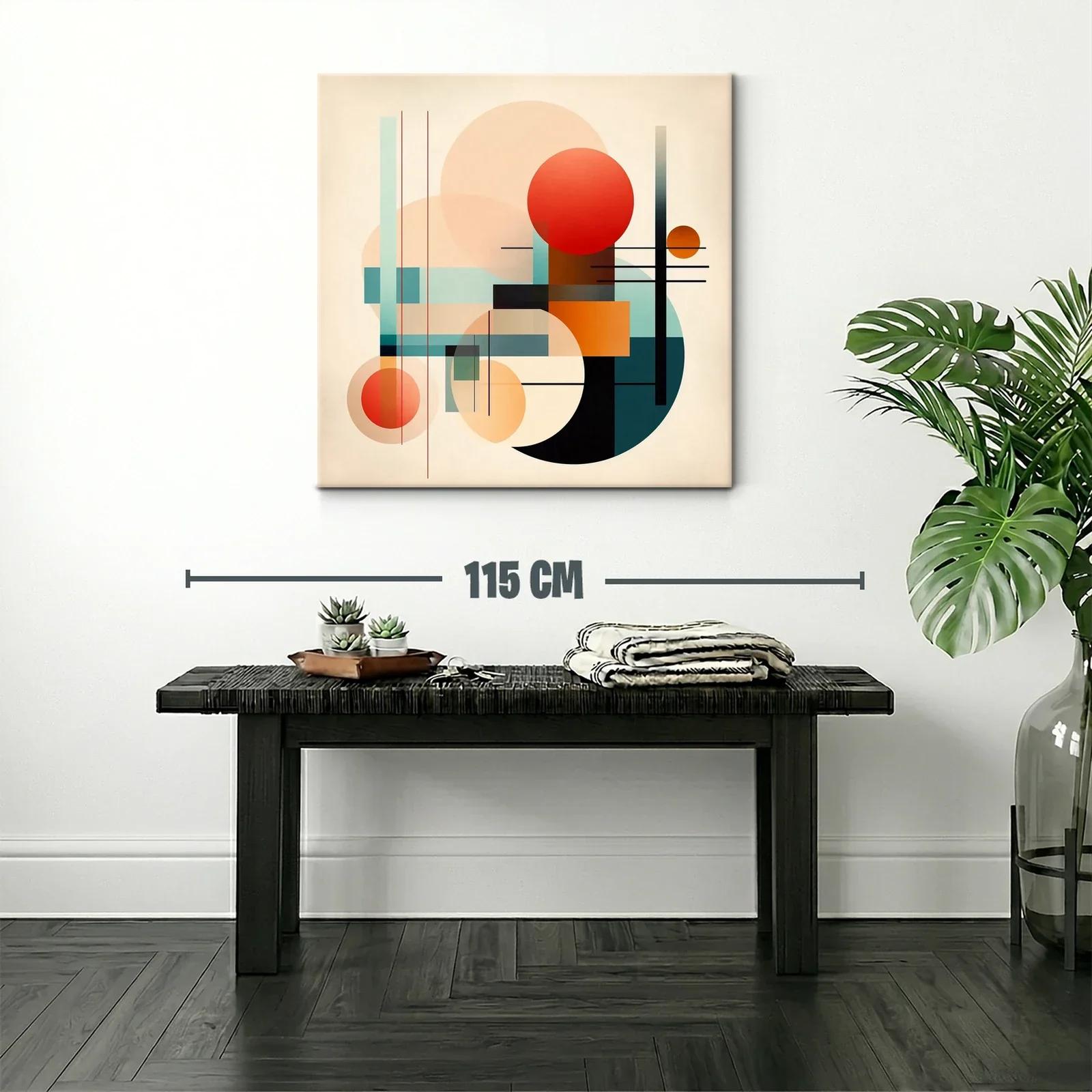 Cuadro abstracto con formas geométricas y paleta cálida — miniatura 2