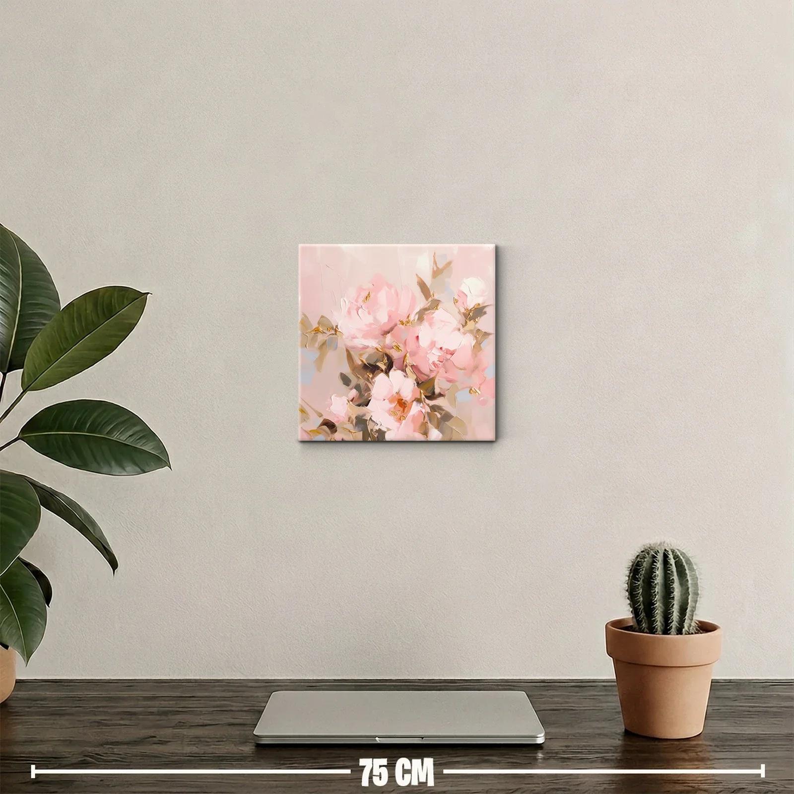 Cuadro decorativo floral en tonos suaves y dorados — miniatura 2