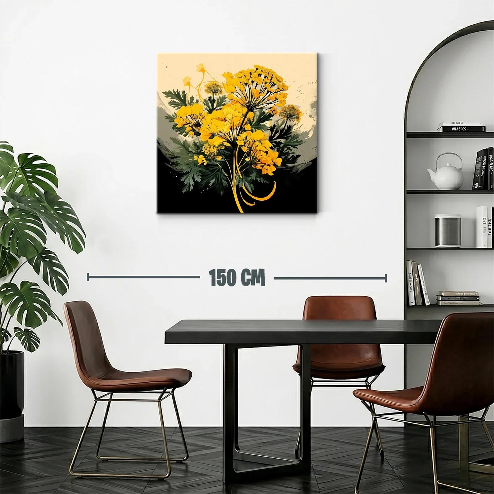 Cuadro con ramo de flores amarillas sobre fondo oscuro — miniatura 2