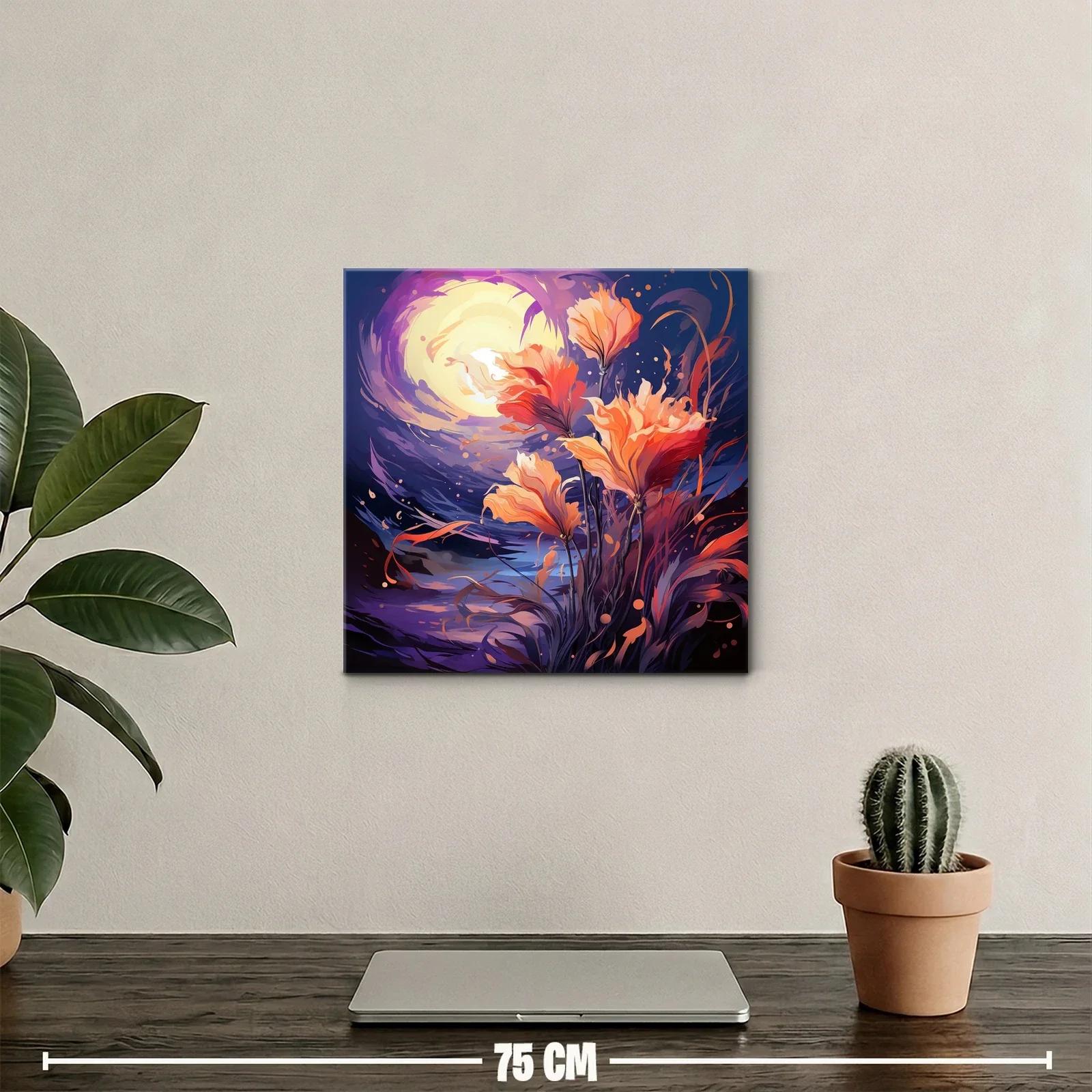 Flores vibrantes bajo un cielo nocturno iluminado — miniatura 2