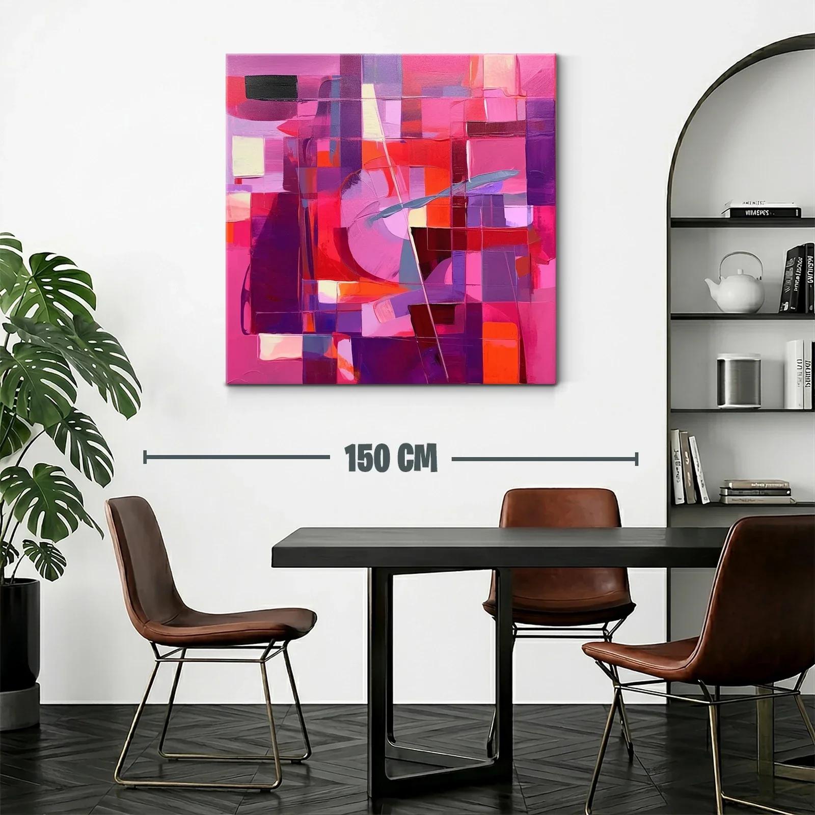 Cuadro Abstracto en Tonos Rosas y Rojos Vibrantes — miniatura 2