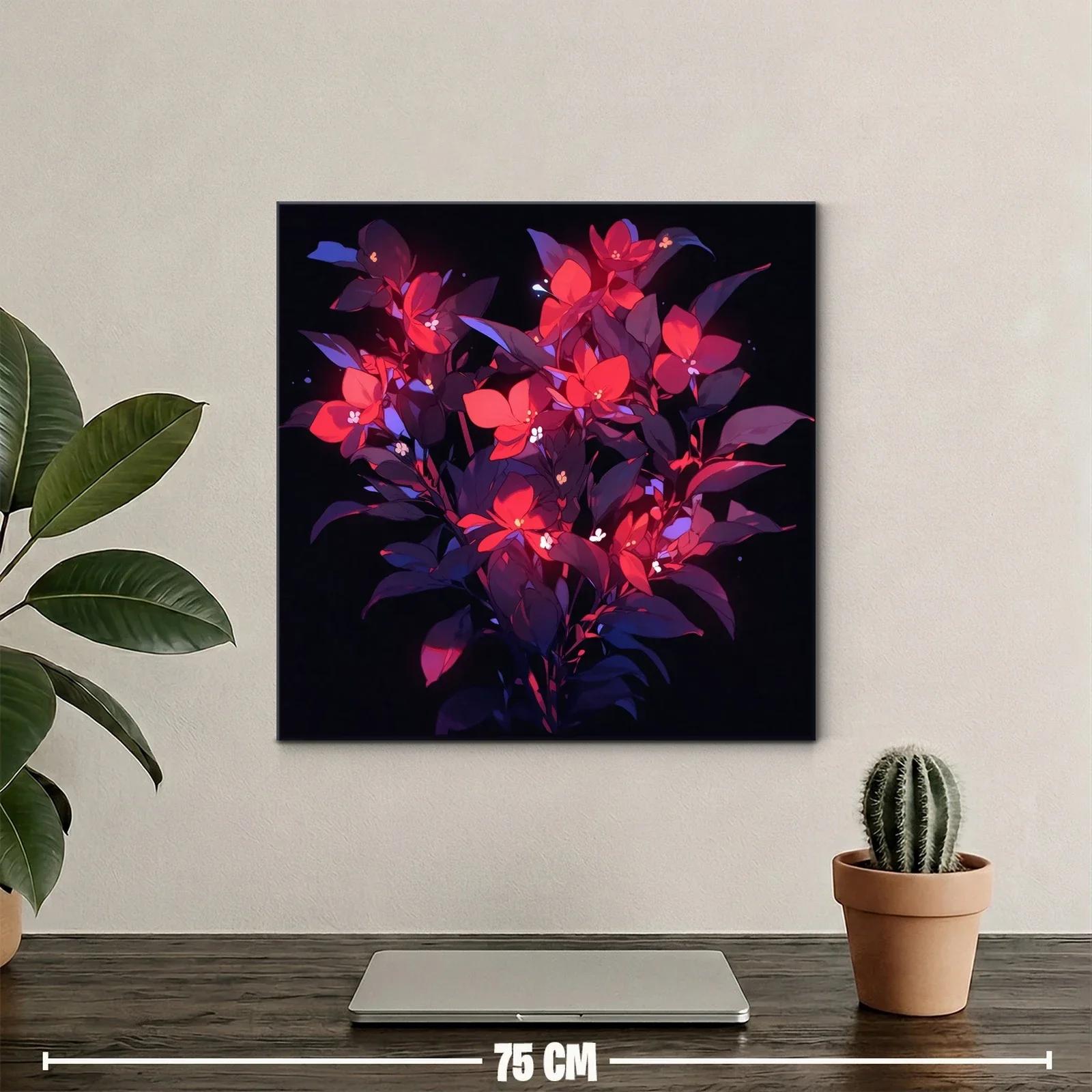 Ramo vibrante con flores rojas y hojas violetas intensas — miniatura 2
