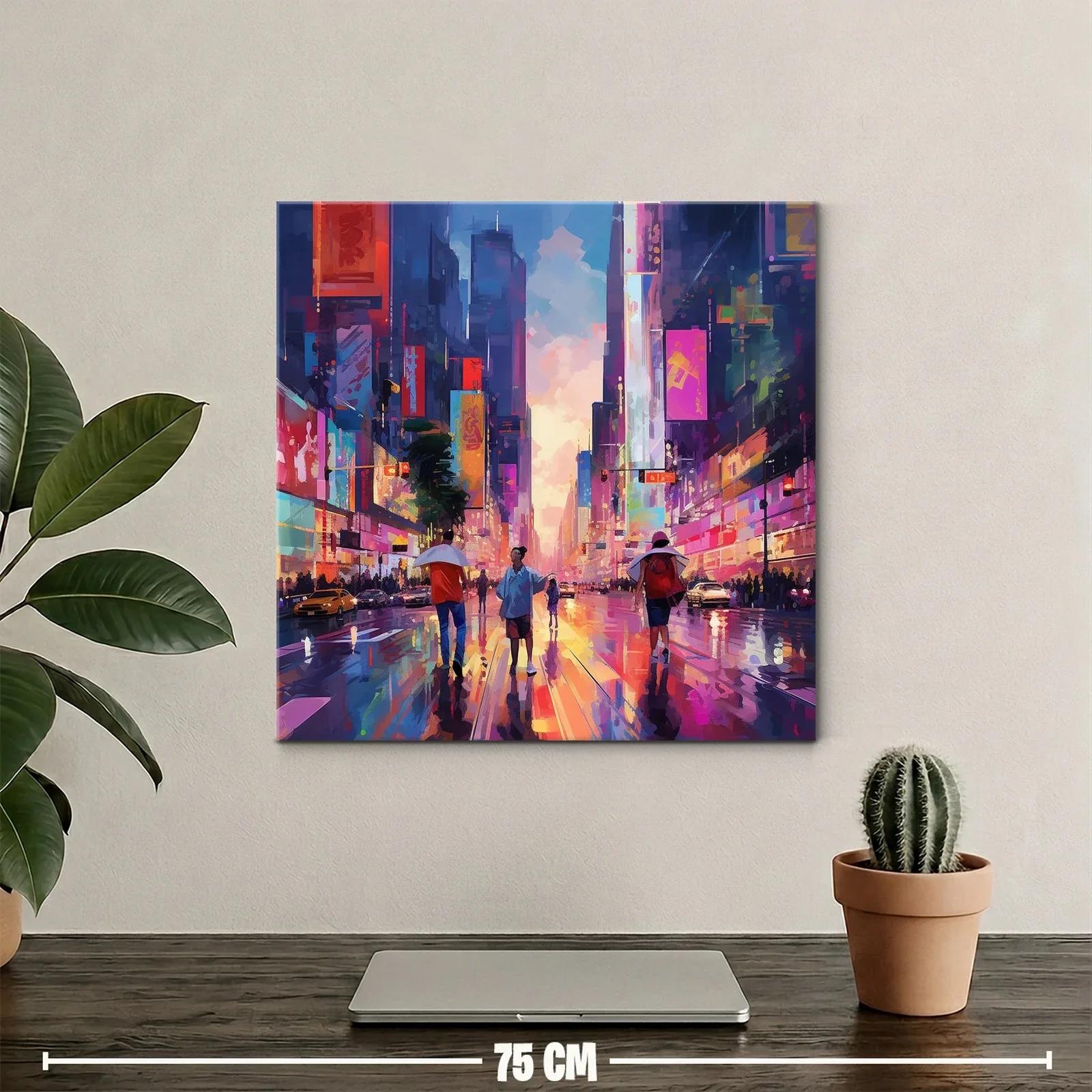 Atardecer vibrante en calle urbana con luces neón — miniatura 2