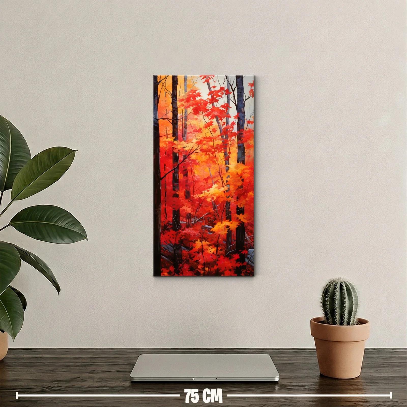 Cuadro bosque otoñal con hojas de arce rojas — miniatura 2