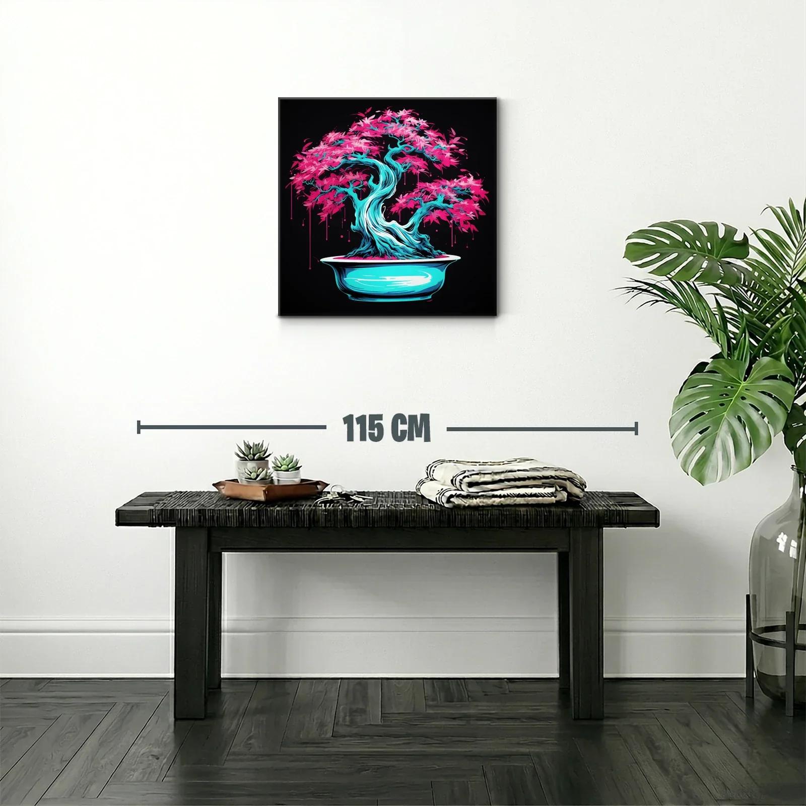 Árbol bonsái vibrante con tonos azul y rosa eléctrico — miniatura 2